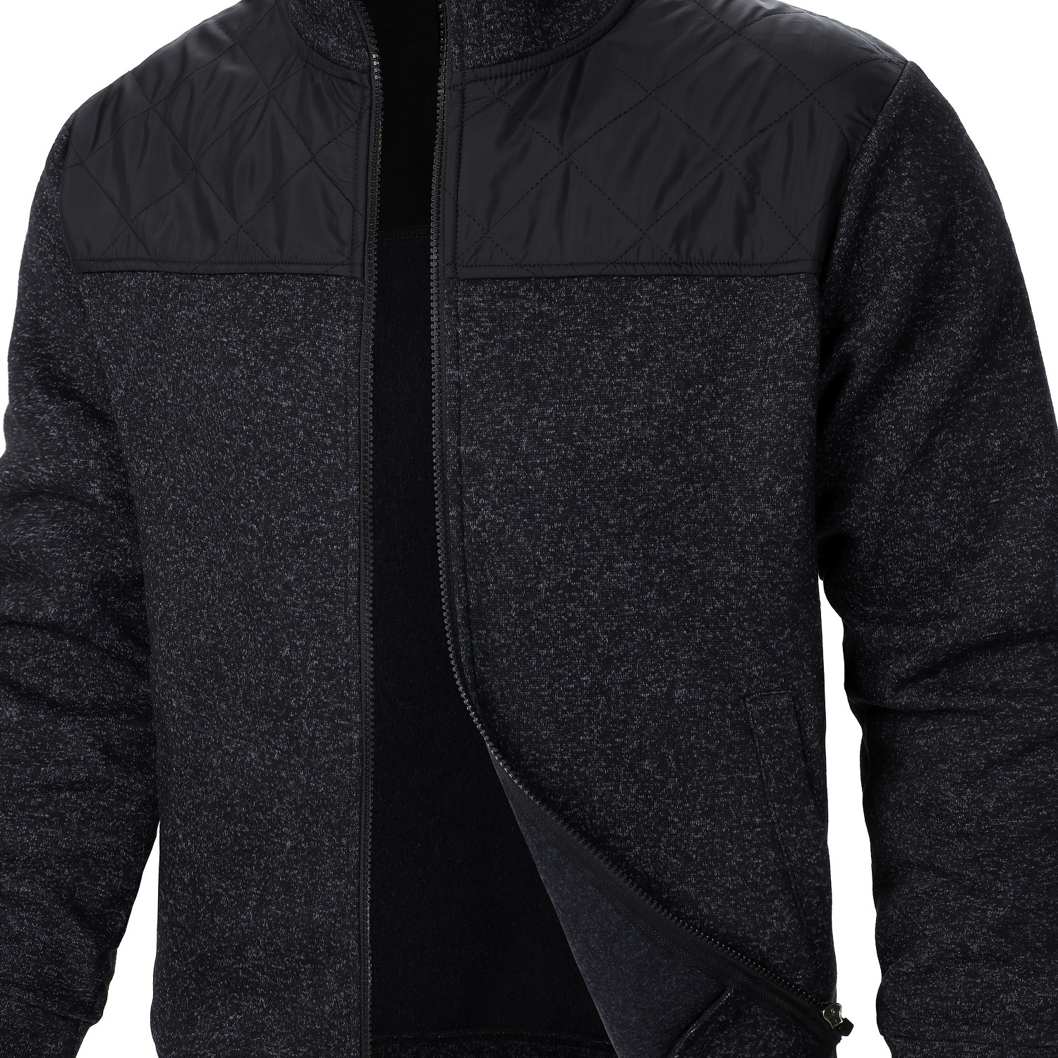 

Men's Blocking Quilted Jacket For Spring And Autumn, Casual Stylish Outdoor Stand Collar Coat As Gift