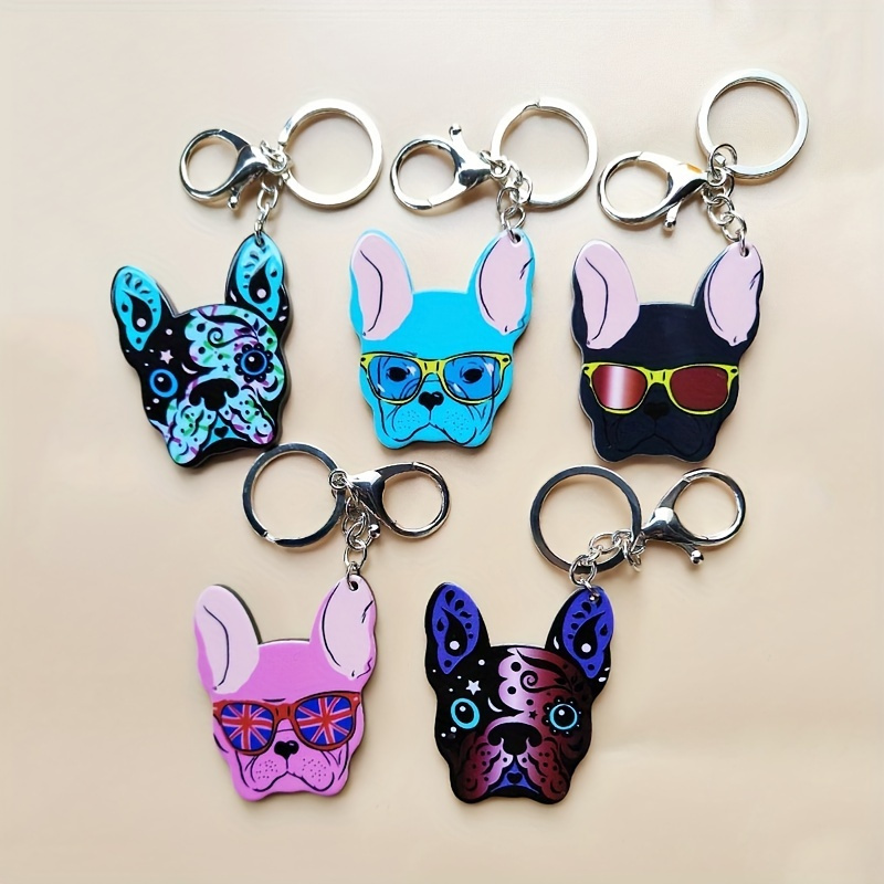 Wholesale French Bulldog Keychain Pu Leather Dog Keychains For