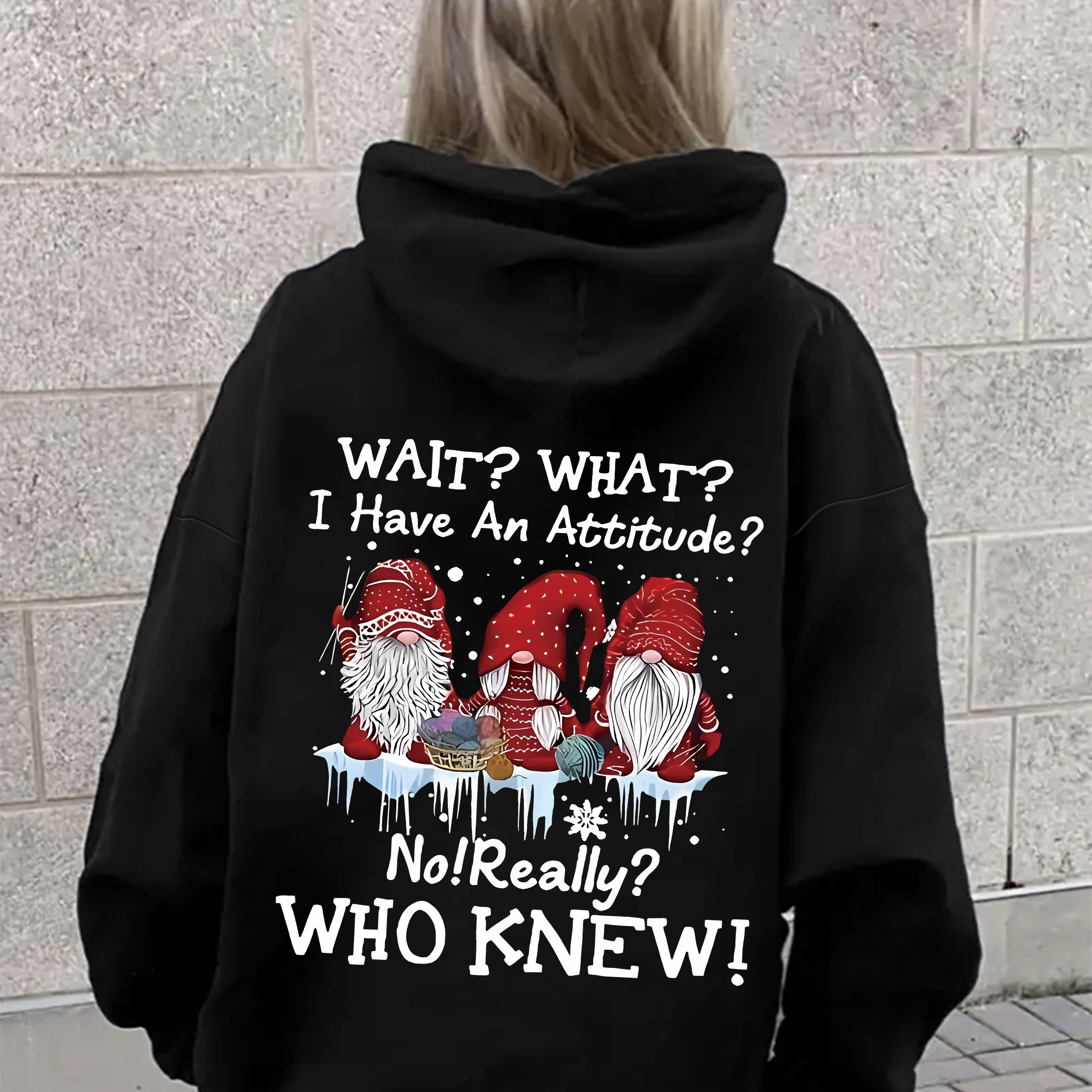 

Cozy Christmas Santa & Letter Print Hoodie With Kangaroo Pocket - Casual Long Sleeve Pullover For Women, Machine Washable