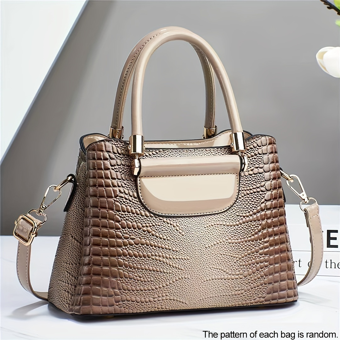 Crocodile Pattern Handbags For Women, Scarf Decor Crossbody Bag, Top Handle  Satchel Purse For Mom Gifts - Temu Bahrain