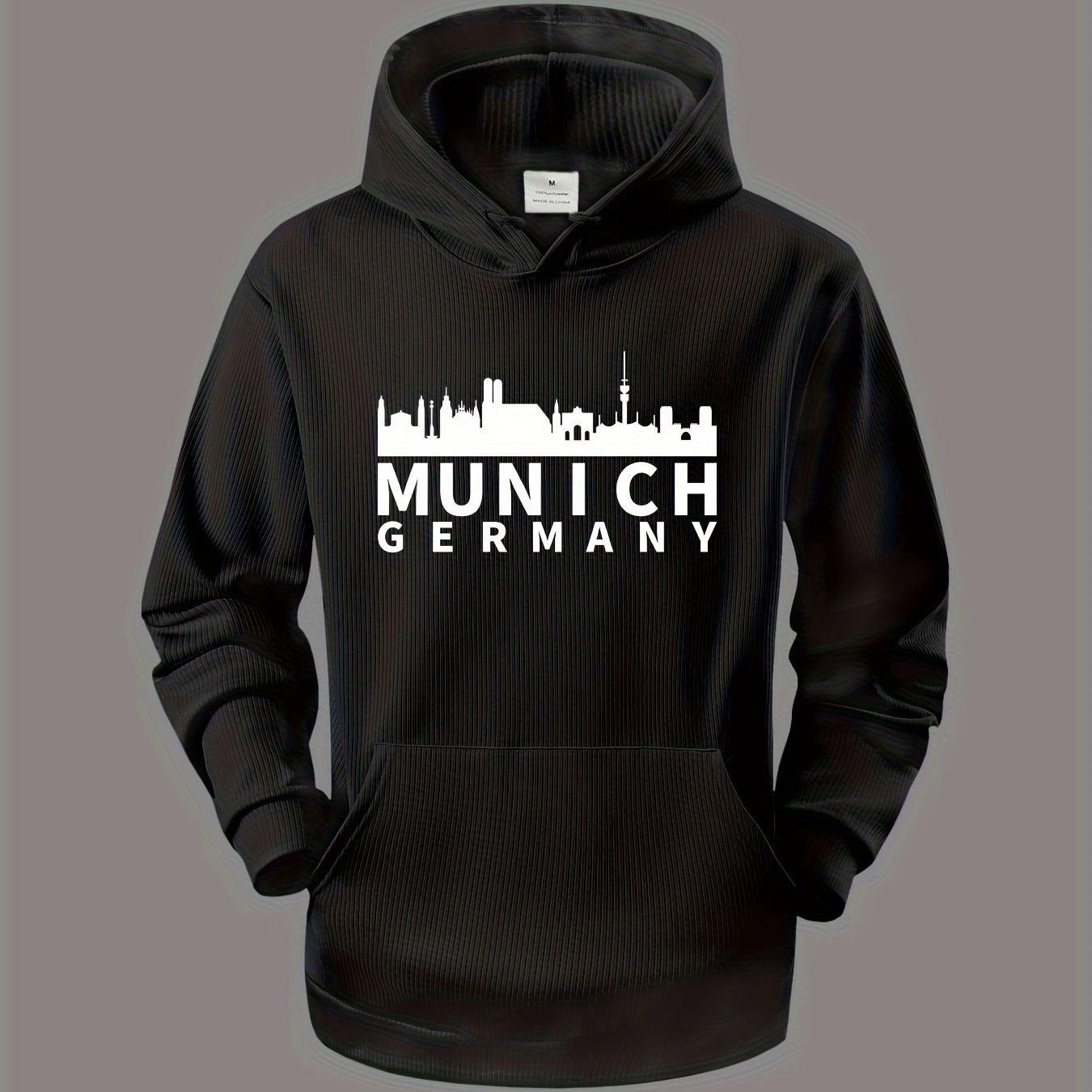 

Munich Pattern Print Men's Long Sleeve Hooded Sweatshirt, Warm Pullover Hoodie With Kangaroo Pocket, Casual Comfortable Versatile Top For Autumn And Winter, Outdoor Sports