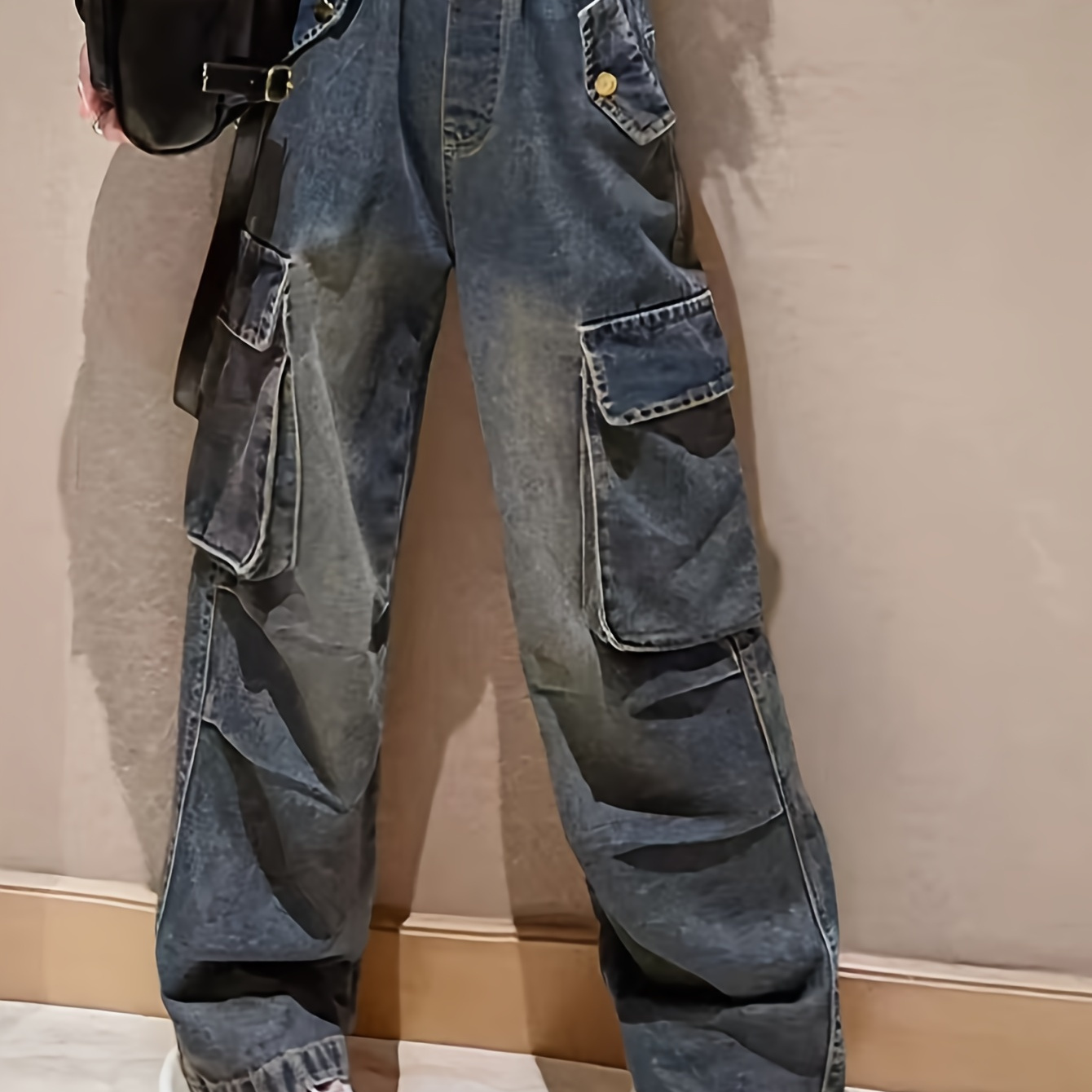 

Y2k Girls Loose Cargo Jeans Everyday All-match Casual Denim Pants For Street Style