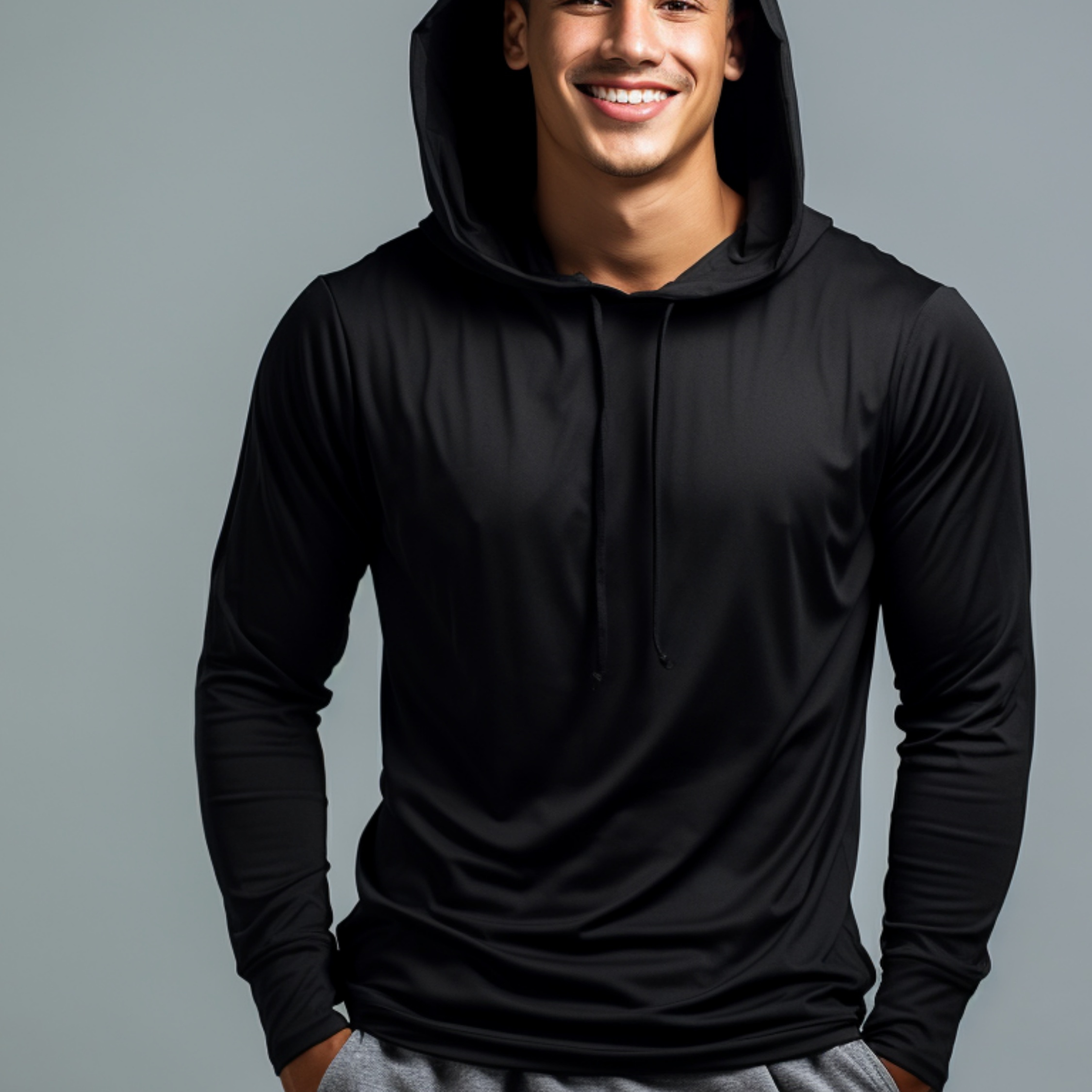 

Men's Casual Quick Drying Hoodie, Chic High Stretch Sports Top For Golf Basketball