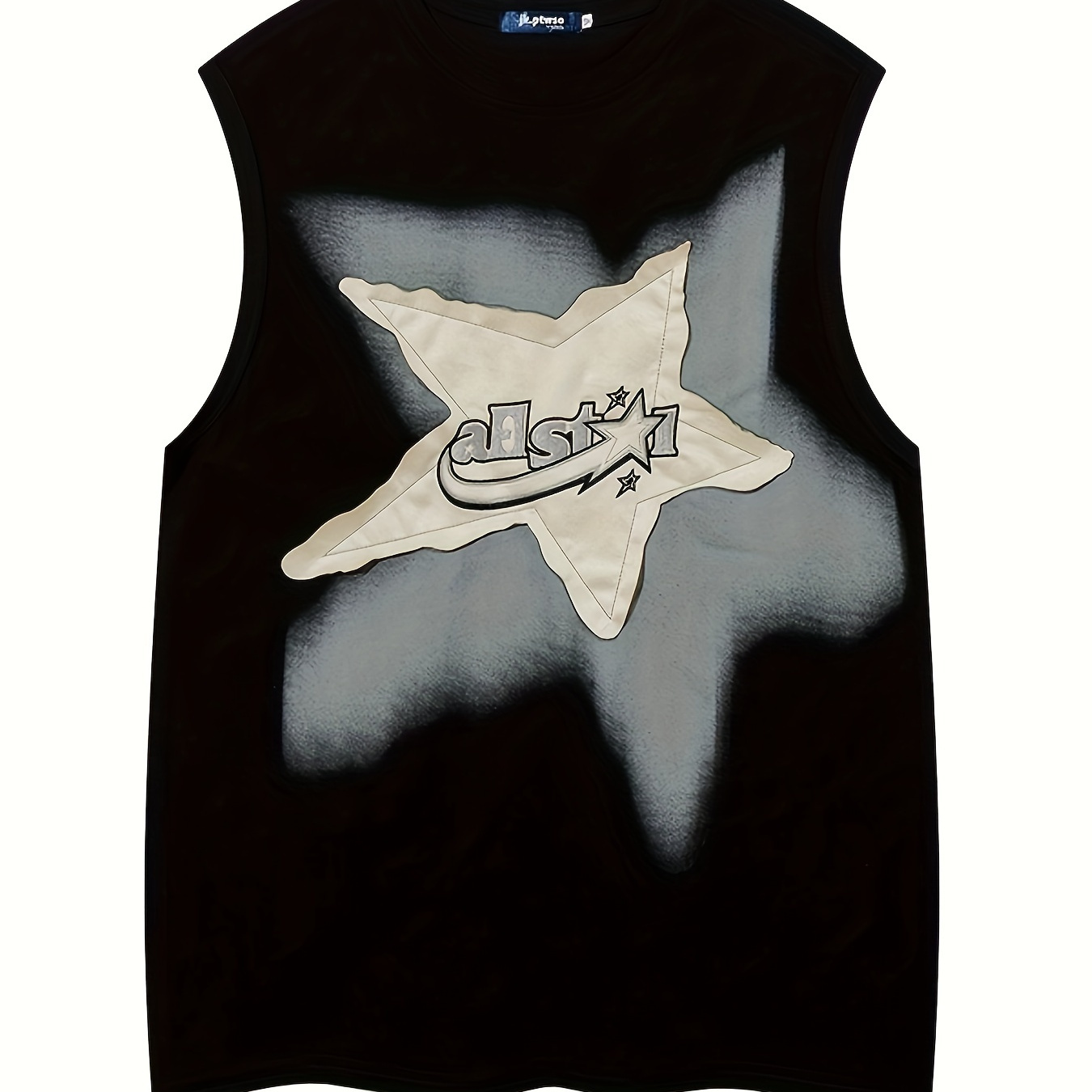 

Star Pattern Comfy Cotton Tank Top, Men's Casual Stretch Sleeveless T-shirt For Summer, K-pop