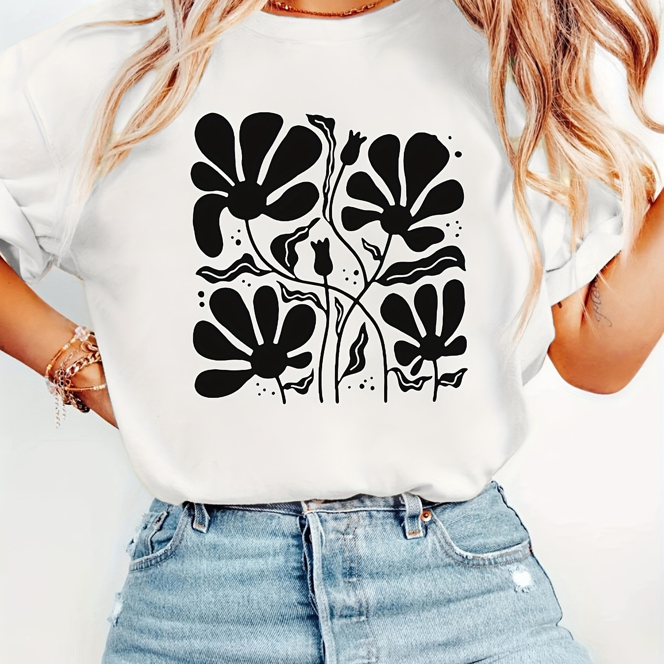 

T-shirt, Short Sleeve Crew Neck Casual Top For Summer & Spring, Women's Clothing