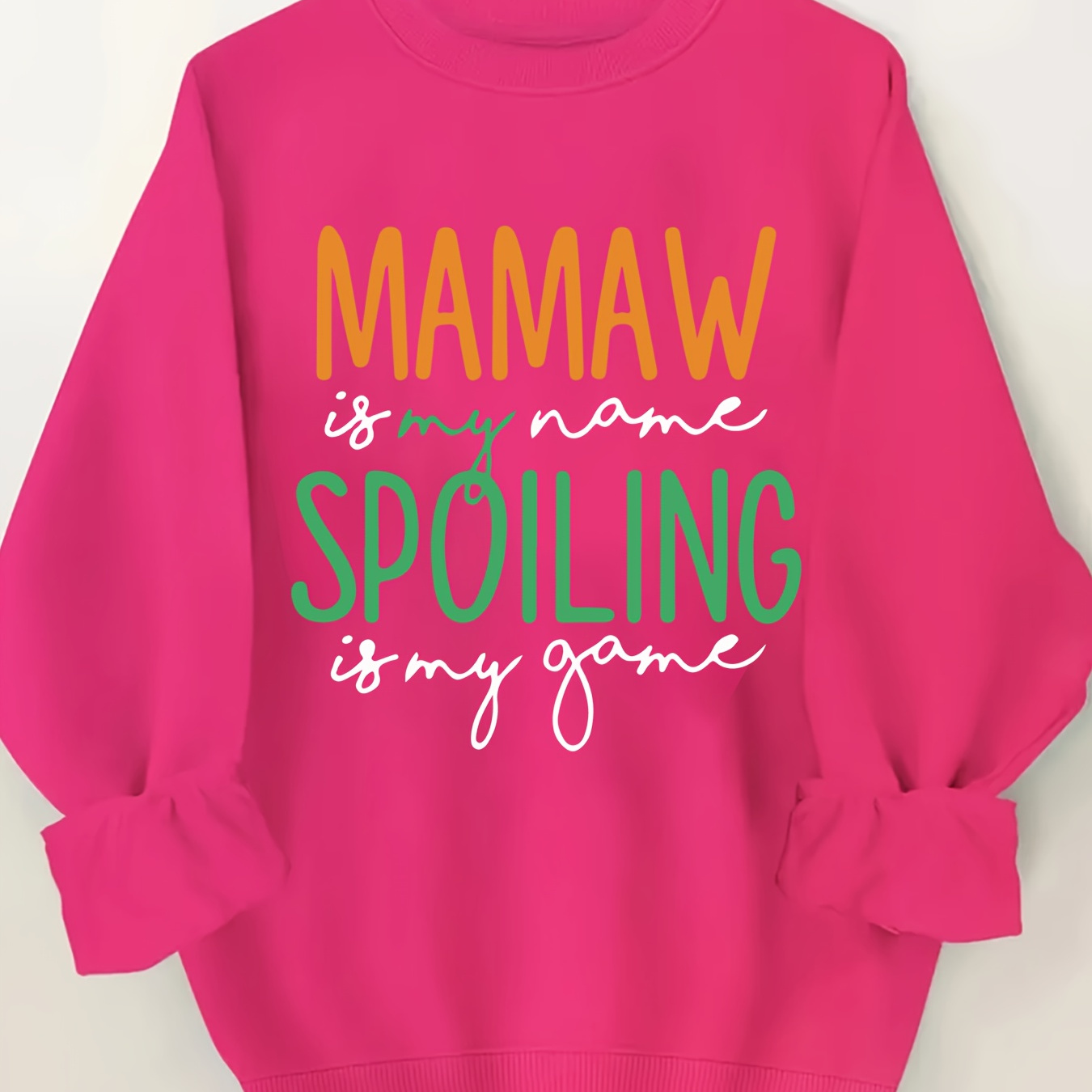 

Plus Size Letter Mamaw Spoiling Print Sweatshirt, Casual Long Sleeve Crew Neck Sweatshirt, Women's Plus Size Clothing