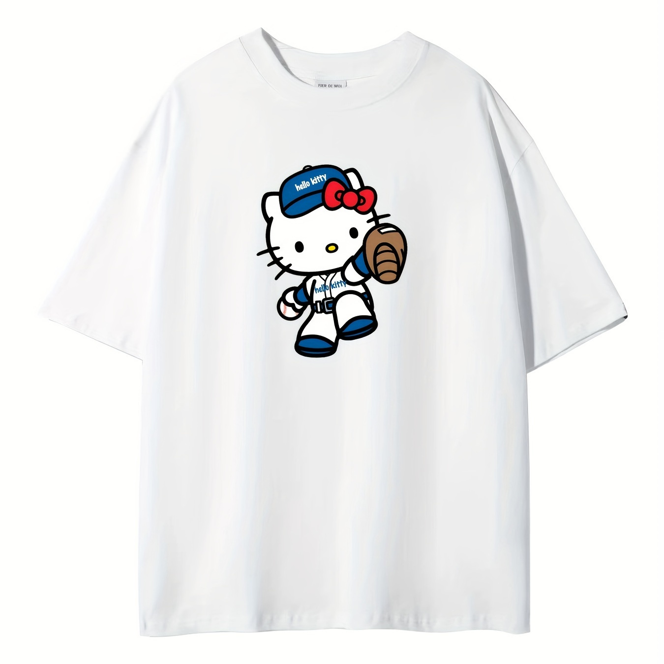 

[ Authorized By Sanrio ] Baseball Hello Kitty Athlete Pattern, Comfortable Round Neck T-shirt