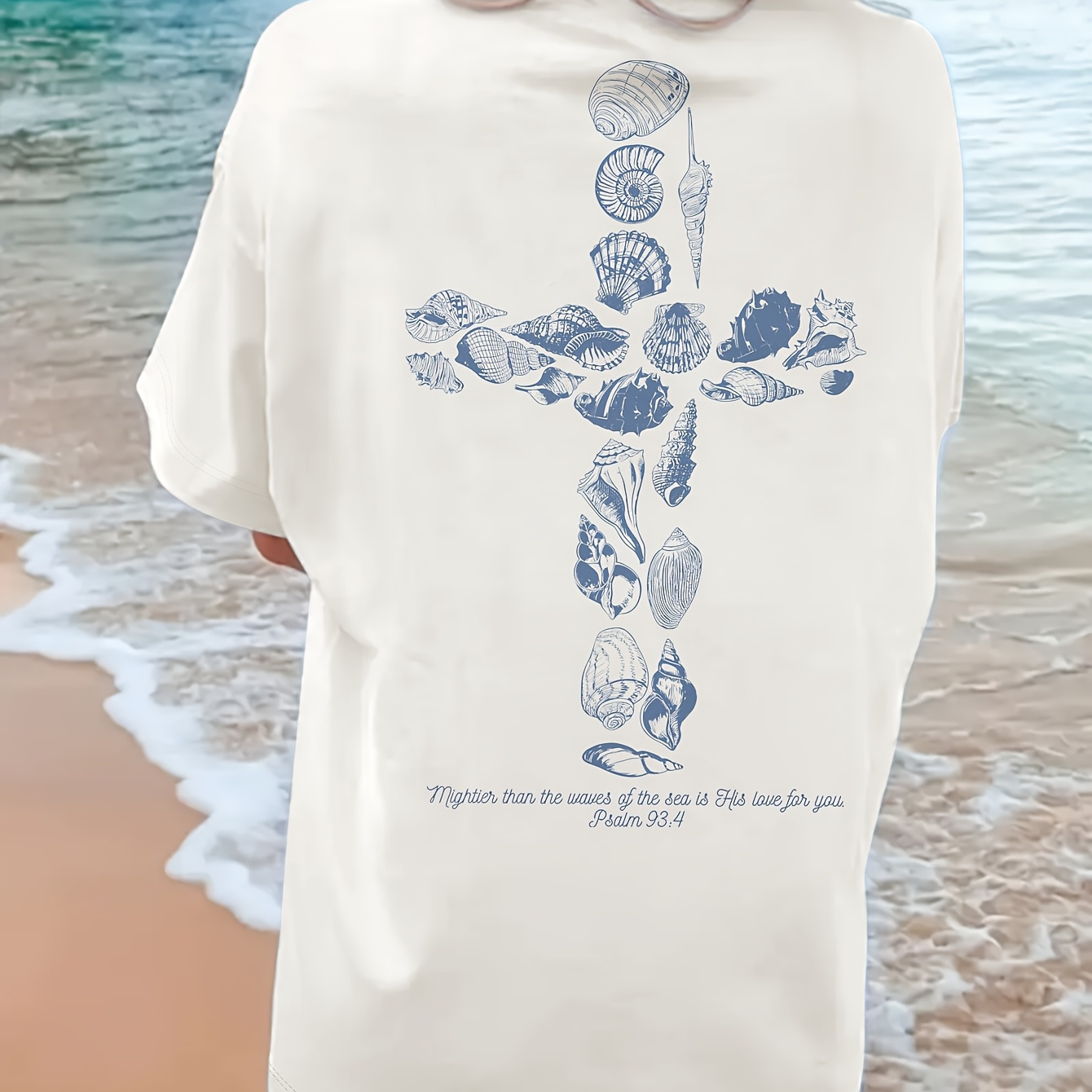 Women'S Casual Short Sleeve T-Shirt - Round Neck, Ocean Island Print, Machine Washable, Perfect for Summer