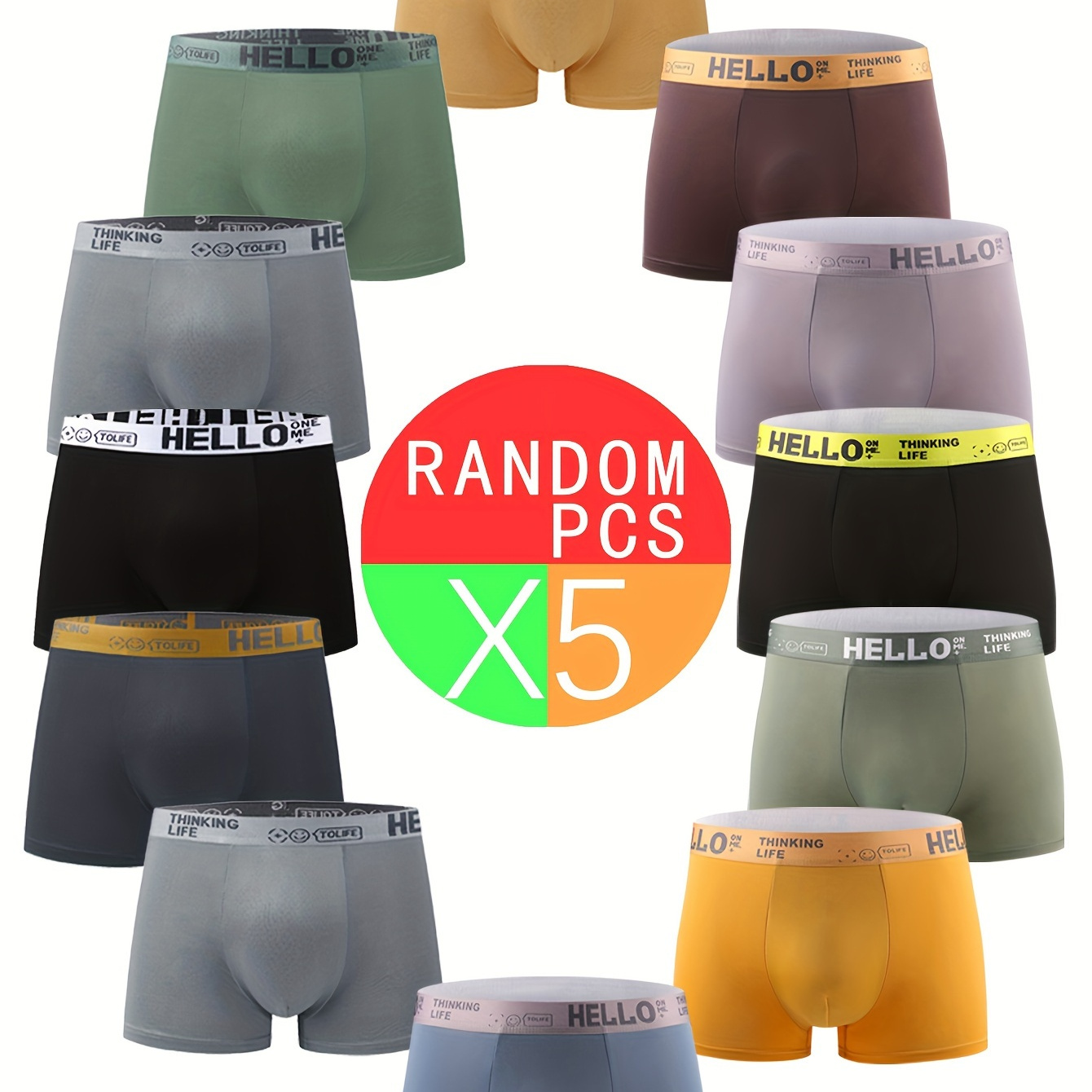 

5pcs Men's Fashion Boxer Briefs - Breathable, & Soft Stretch Trunks For Everyday Comfort | Quick-dry Sport Underwear With Random Prints