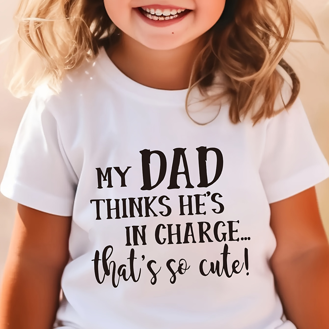 

He' Charge That ' Cute! " Print Cotton Short Sleeve T-shirt, Comfy Casual Tees For Girls Summer