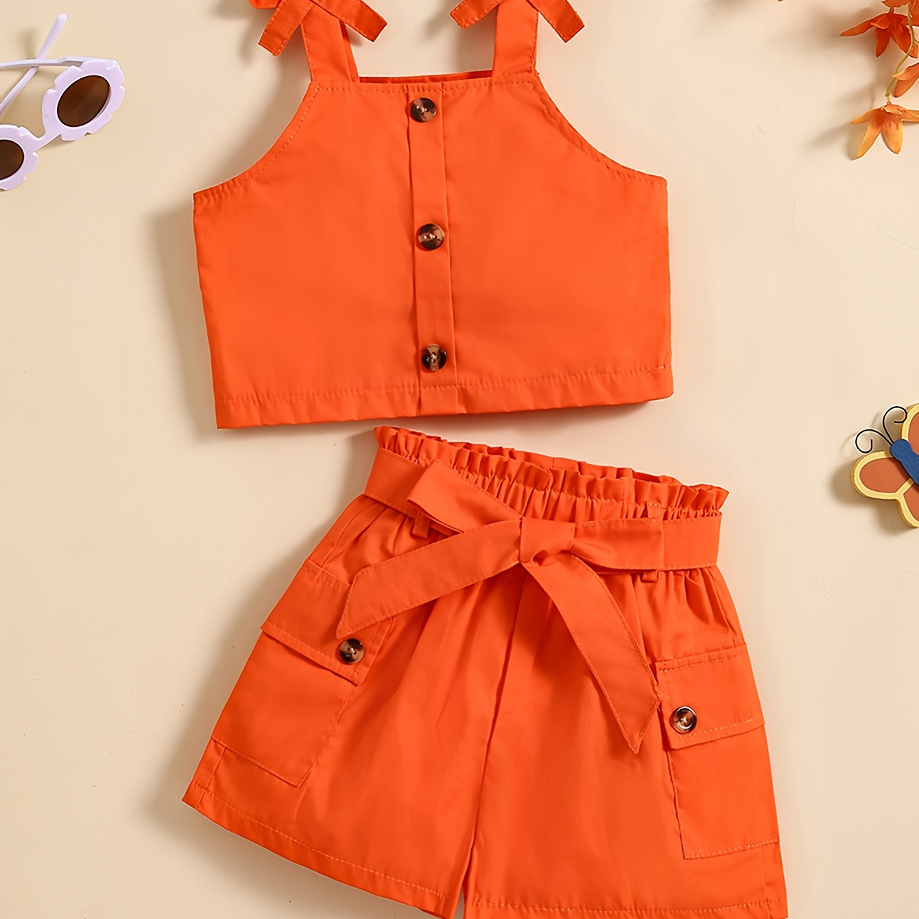 TEMU Girls Casual Trendy Cute Cami Top & Shorts Set For Summer Holiday Kids Clothes