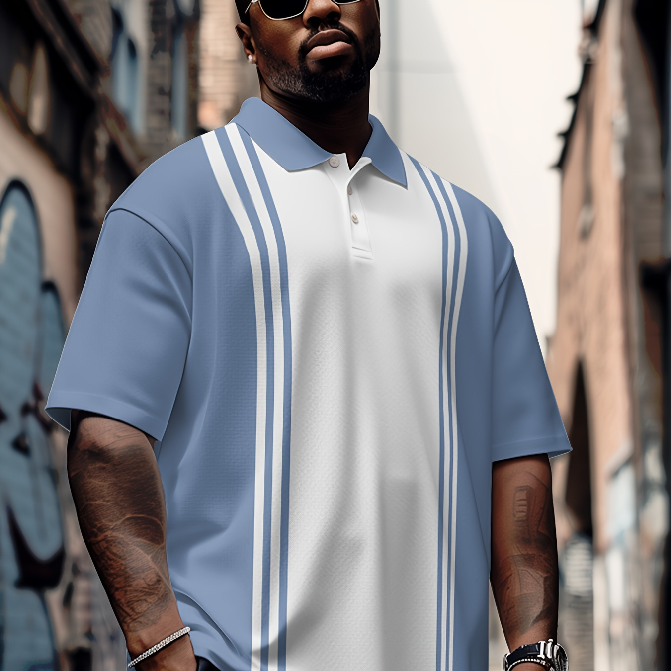 

Men's Plus Size Plaid Polo Shirt Striped Print Long Lapel Button Short Sleeve Spring Summer Sports Fashion Streetwear Designer Outdoor Street Top