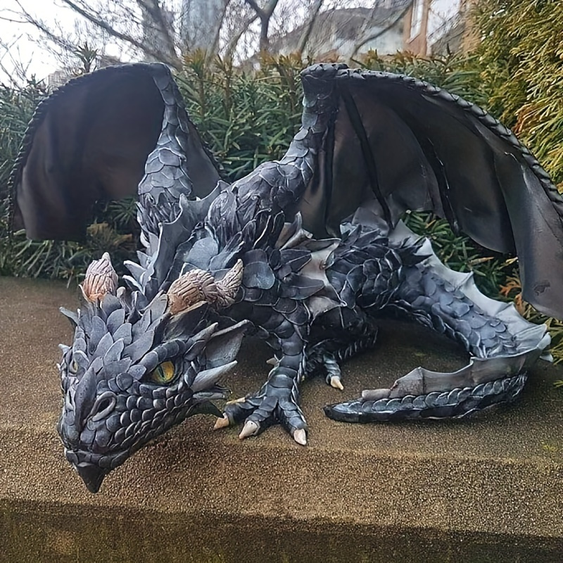 Gothic Dragon Statue Handcrafted Resin Sculpture Perfect Outdoor