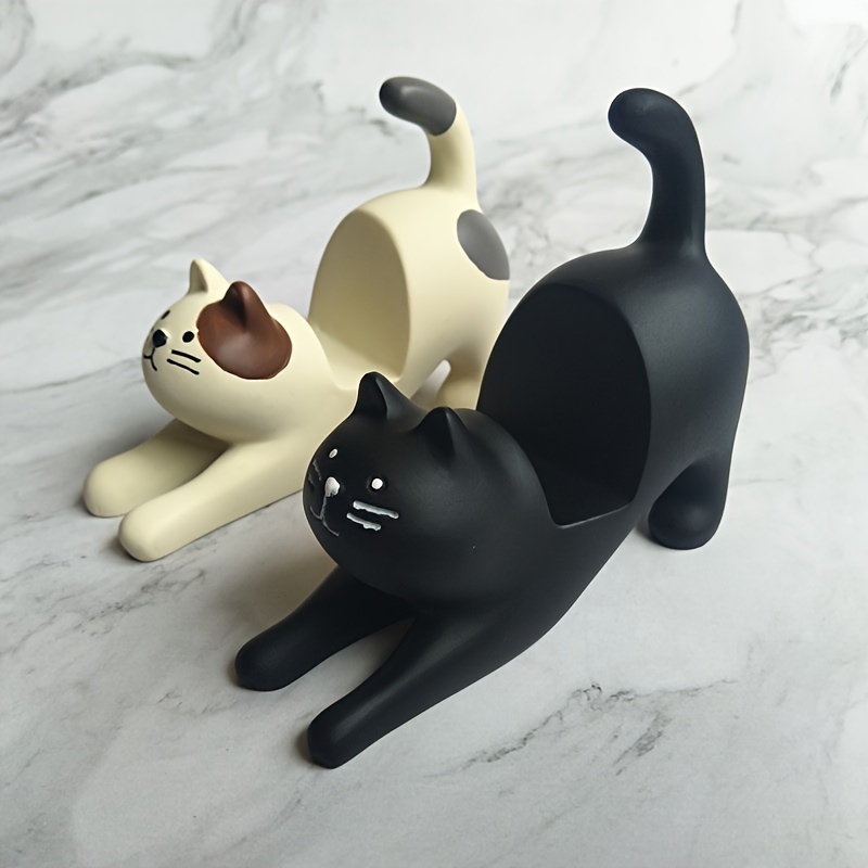 Cute Cat Ornament Glasses Holder Cartoon Animal Statue Art - Temu