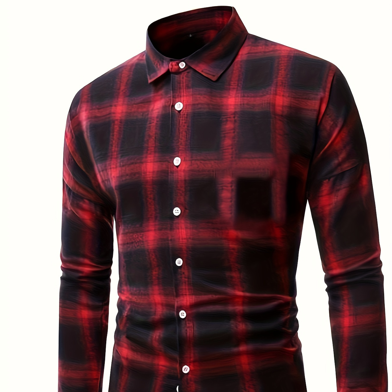 

Retro Plaid Shirt, Men's Casual Button Up Long Sleeve Shirt For Summer Fall Business