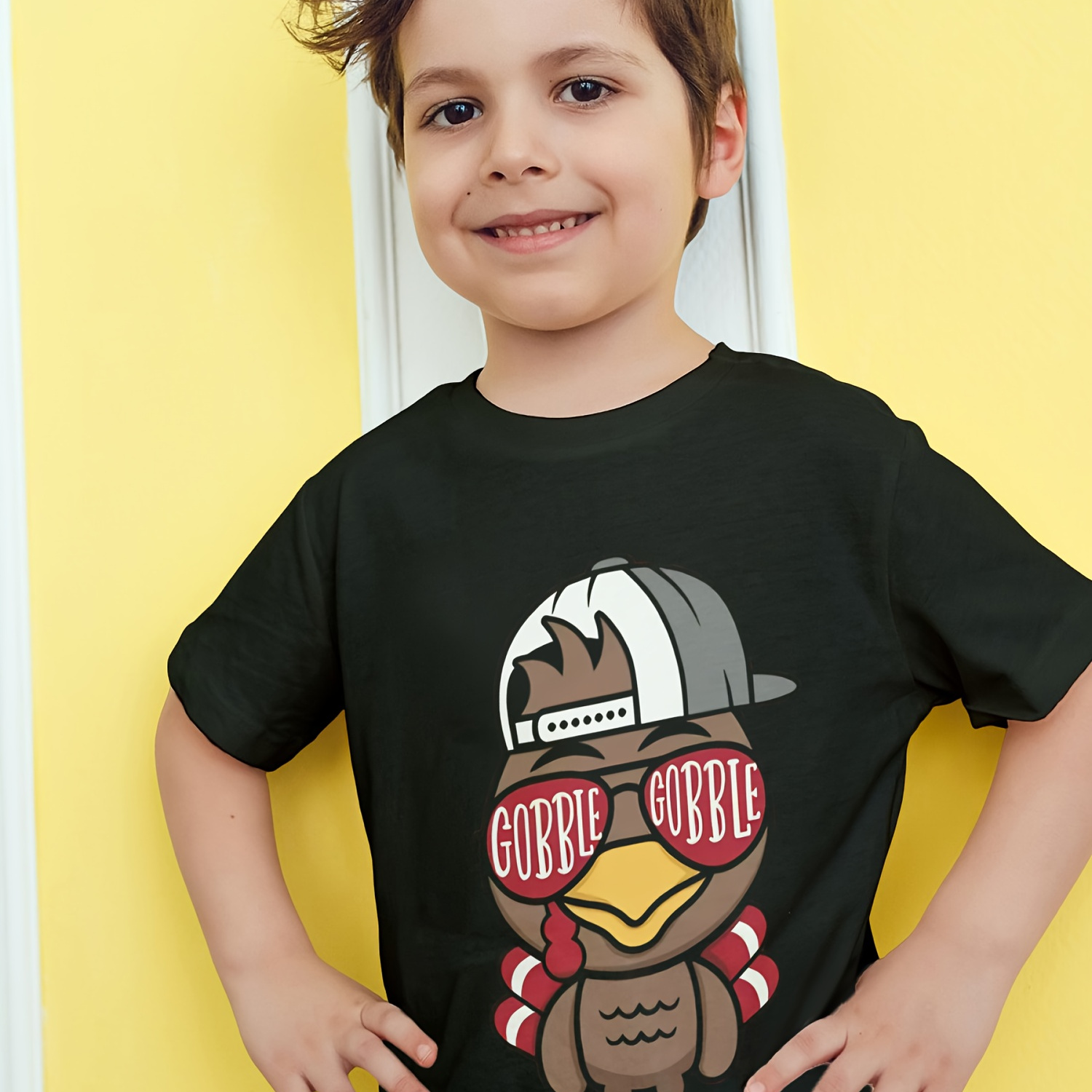 

Boys' Cool Turkey Graphic Tee - 100% Cotton, Short Sleeve, Crew Neck - Thanksgiving & Summer Fun