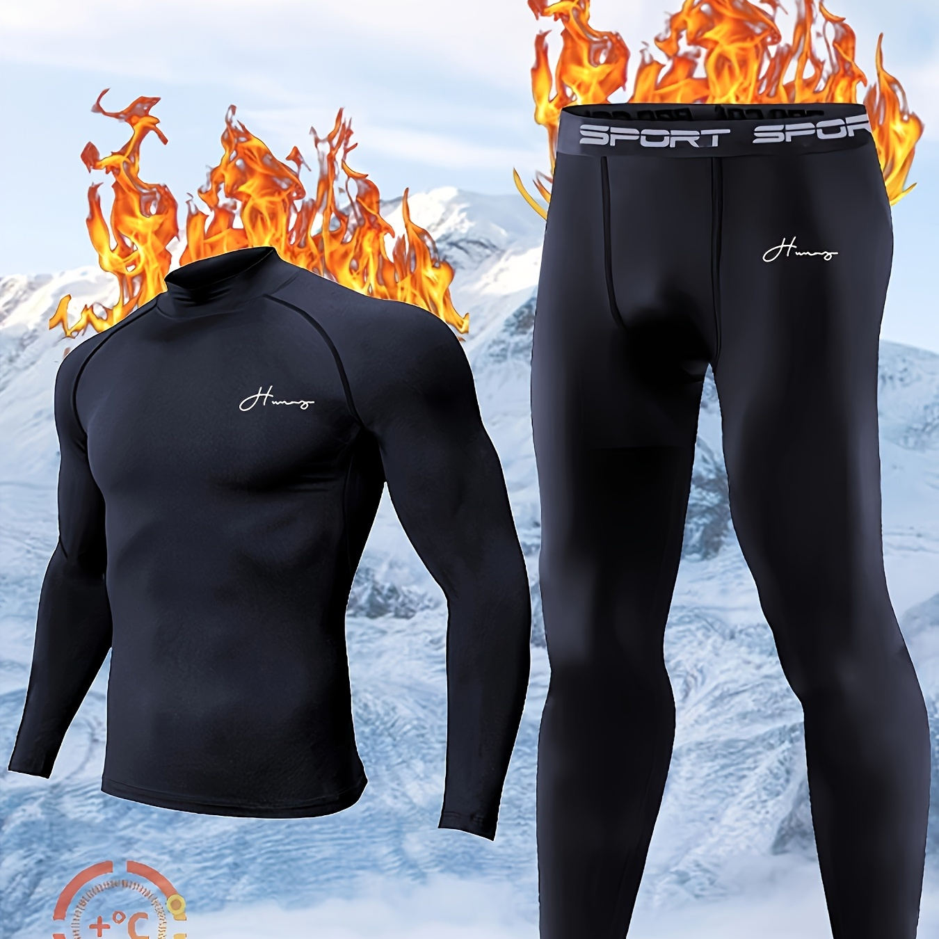 

Men's 2pcs Sportswear Set - Breathable & Stretchy Long Sleeve Top And Leggings For Running, Cycling & | Fall/winter , Underwear, Autumn