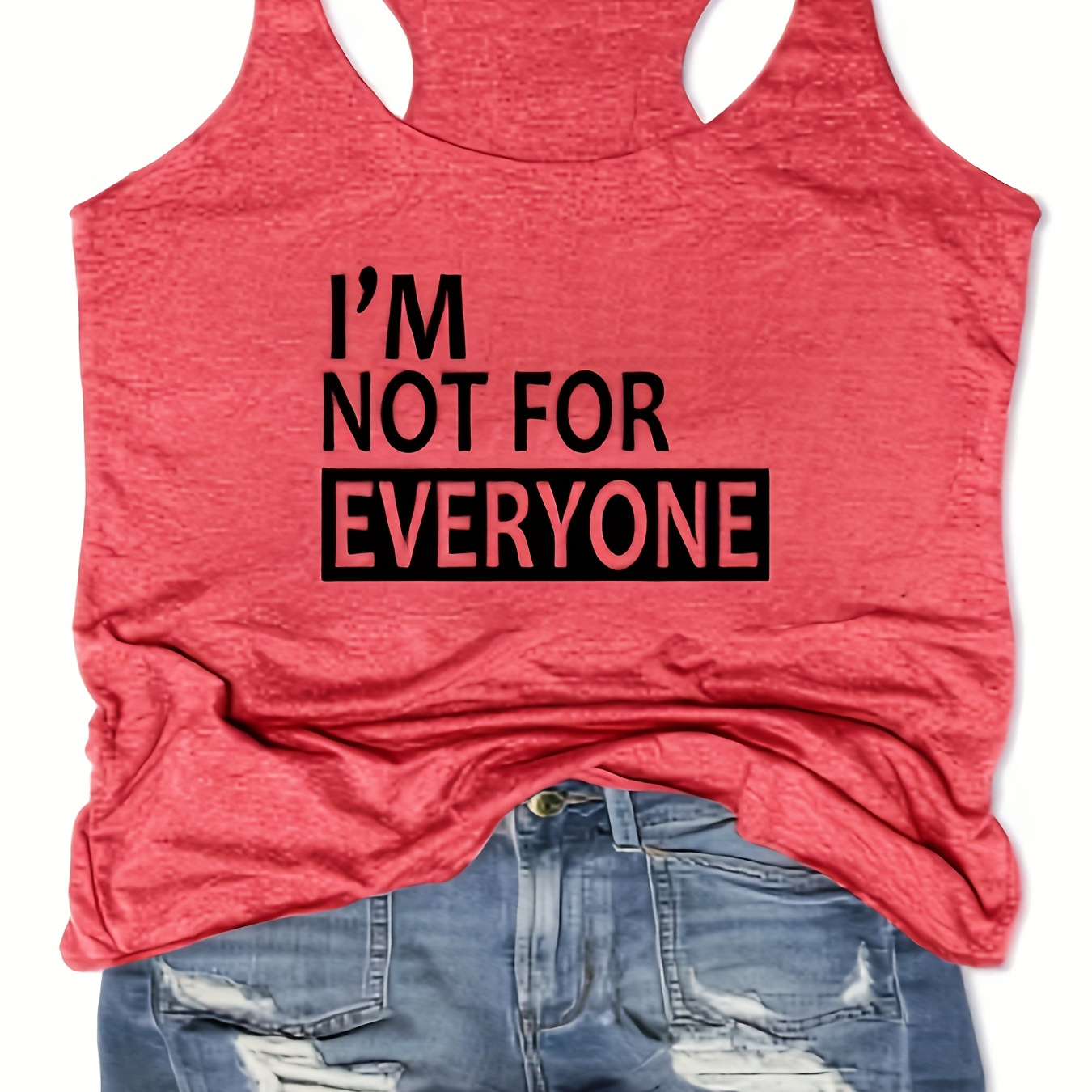 

Women's Fashion Slim Fit Tank Top "i'm Not For Everyone" Print, Casual Sleeveless T-shirt, Breathable Soft Fabric, For Daily Wear & Workout