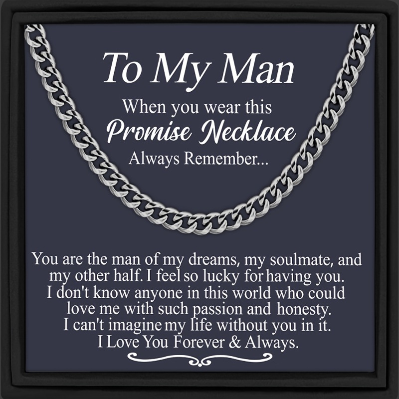

1pc To My Man When You Wear This Promise Necklace For Boyfriend Or Husband Gift Cuban Link Chain Necklace Valentine's Day Gift Birthday Gifts Anniversary Gifts