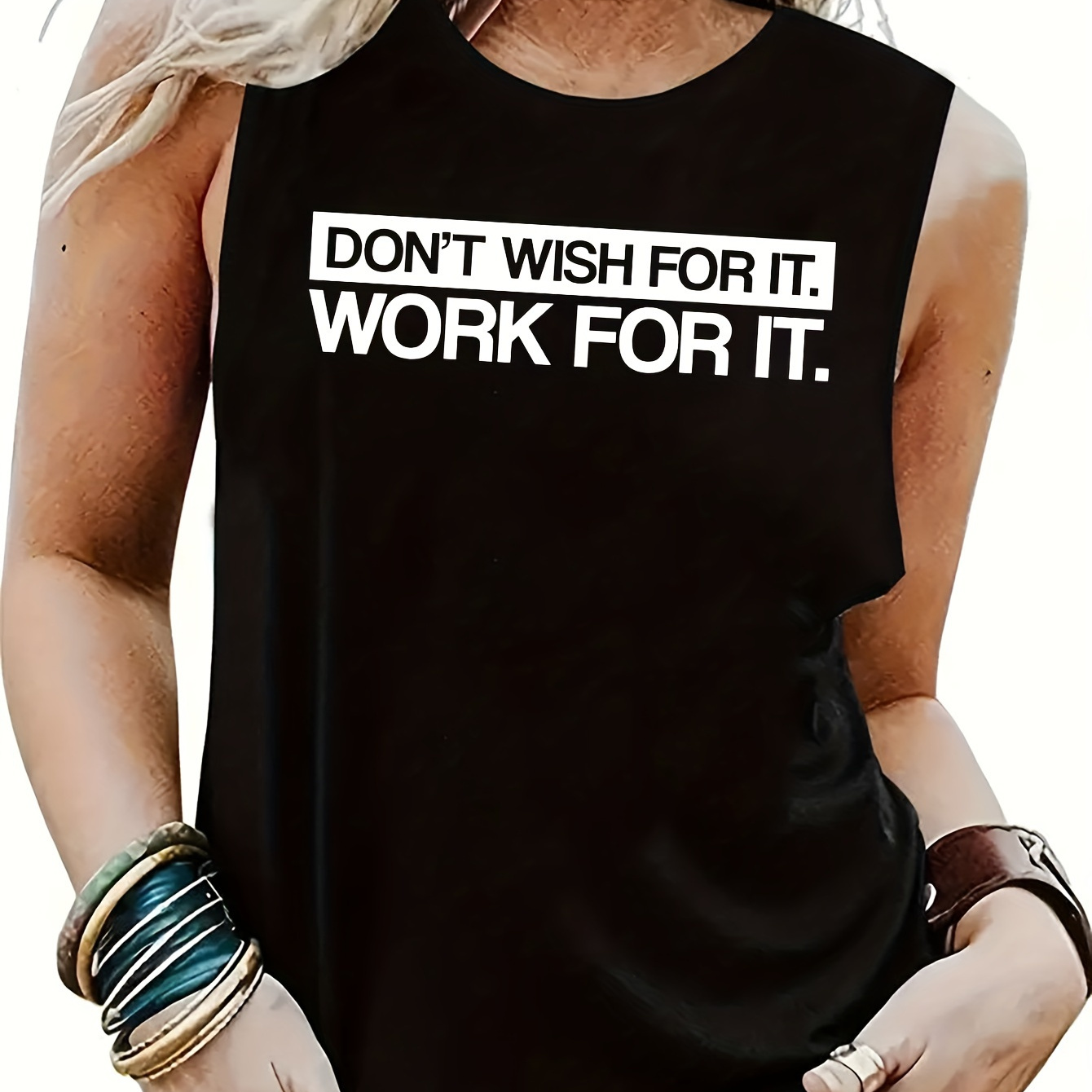 

Simple Slogan Graphic Sport Fitness Vest Top, Casual Sleeveless Vest Top, Women's Clothing