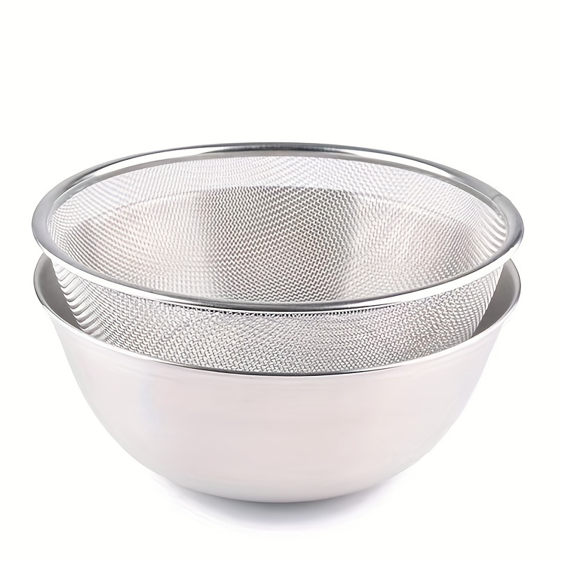 

1pc 18cm 24cm Stainless Steel Drain Basket Set Salad Bowl Fruit Basket 304 Baking Bowl Egg Beater Vegetable Washing Basket