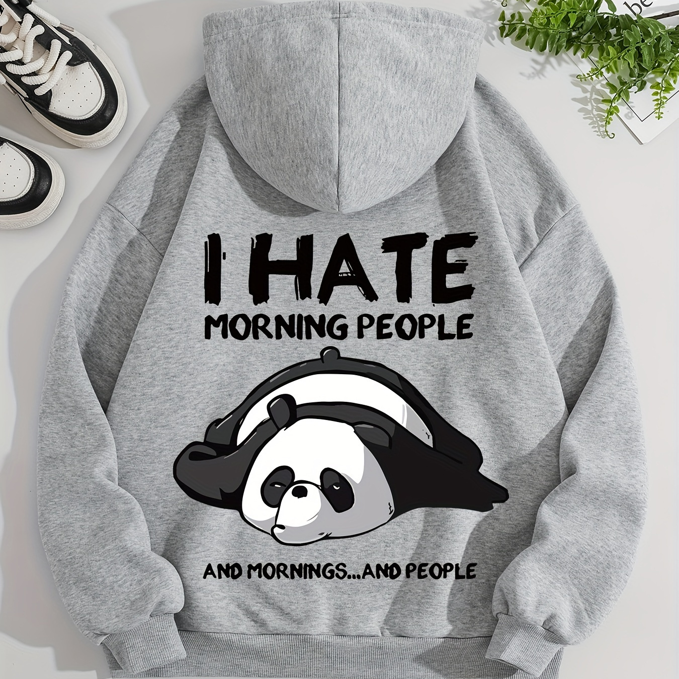 

Panda Print Hoodie, Drawstring Casual Hooded Sweatshirt For Winter & Fall, Women's Clothing