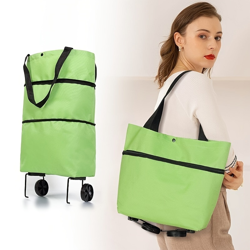 Shopping Trolley Bag, Reusable Portable Collapsible Shopping Bags, Foldable Shopping Cart with Wheels Grocery Bag Extra Large Utility Tote Bag for