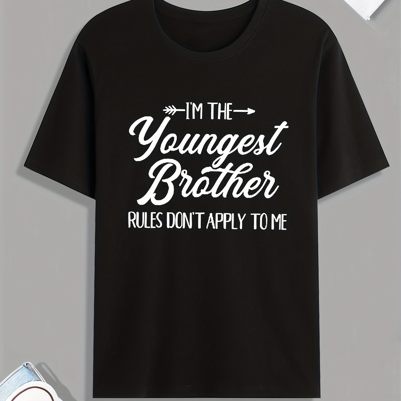 

Funny 'youngest Brother' Print T Shirt, Tees For Men, Casual Short Sleeve Tshirt For Summer Spring Fall, Tops As Gifts