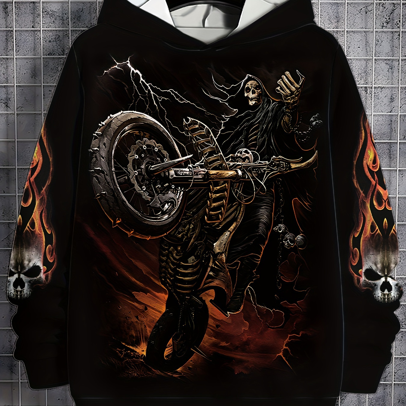 

Men's Casual Pullover Hoodie With Random Print, Polyester Fiber, Digital Printing, Machine Washable, Relaxed Fit, Outdoor Activities