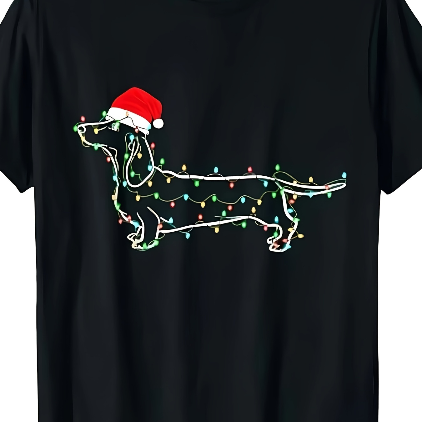 

Dachshund Christmas Lights Santa Hat -220g 100% Cotton T-shirt