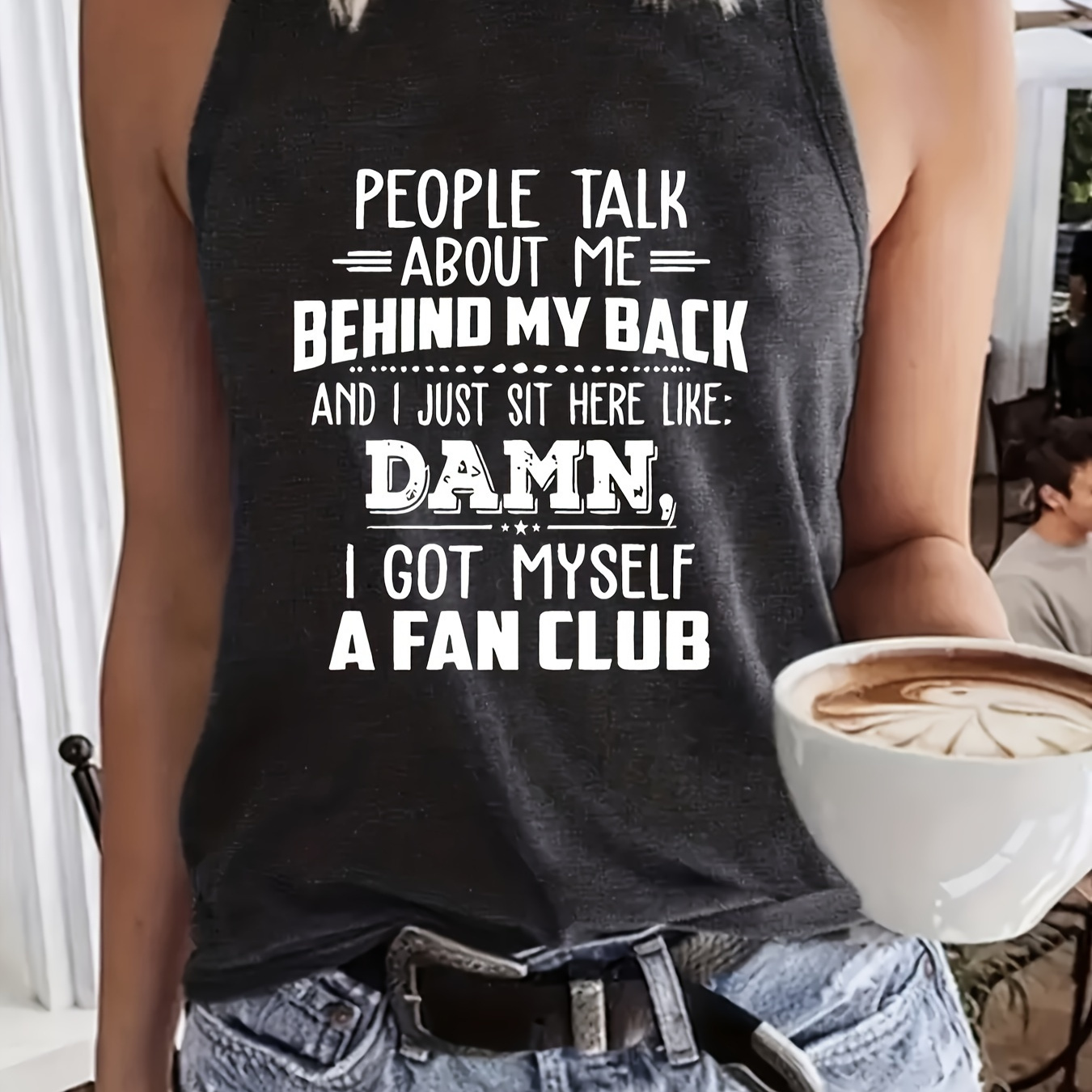 

Print Tank Top, Casual Crew Neck Sleeveless Summer Tank Top, Women's Clothing