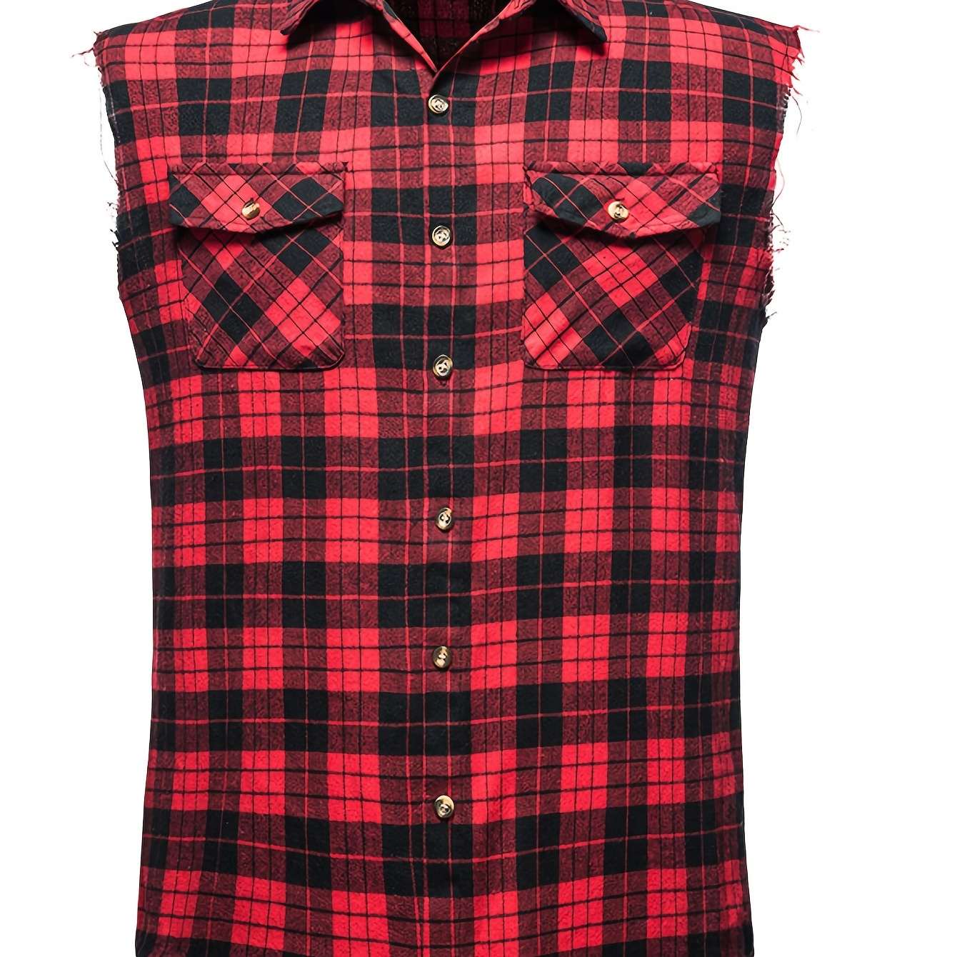 Men's Casual Plaid Cotton Shirt Vest