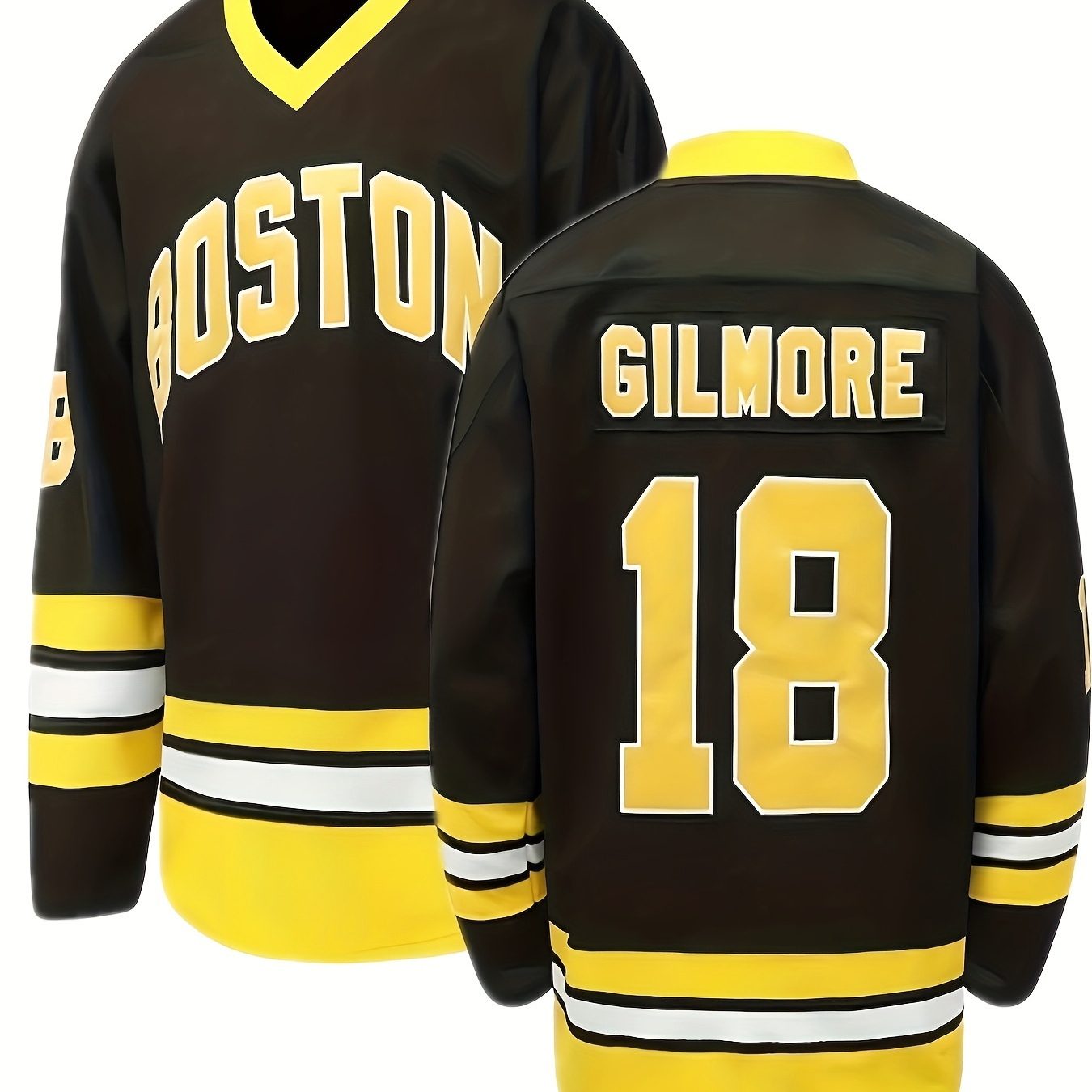 

Gilmore #18 Embroidery Men's Retro Classic Long Sleeve Loose V-neck Ice Hockey Jersey, Sports Party, Training