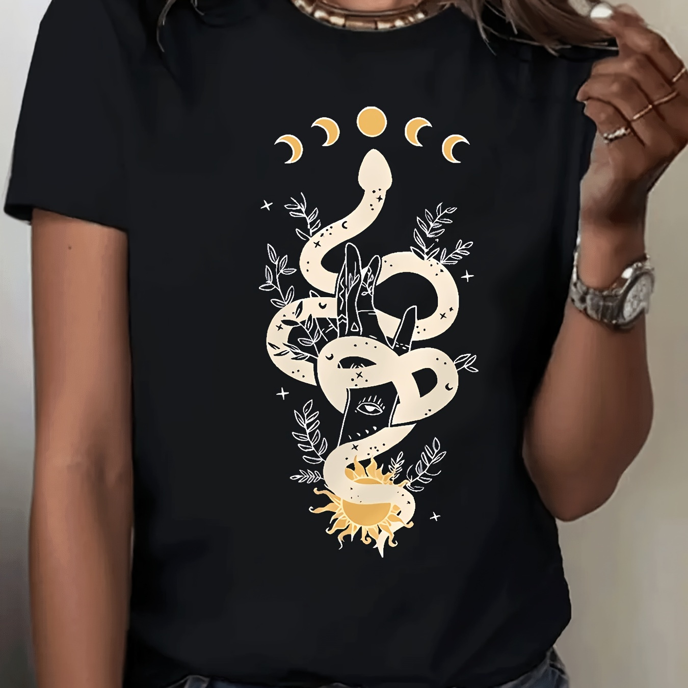 

Women's T- Snake - Polyester & , Round , Top