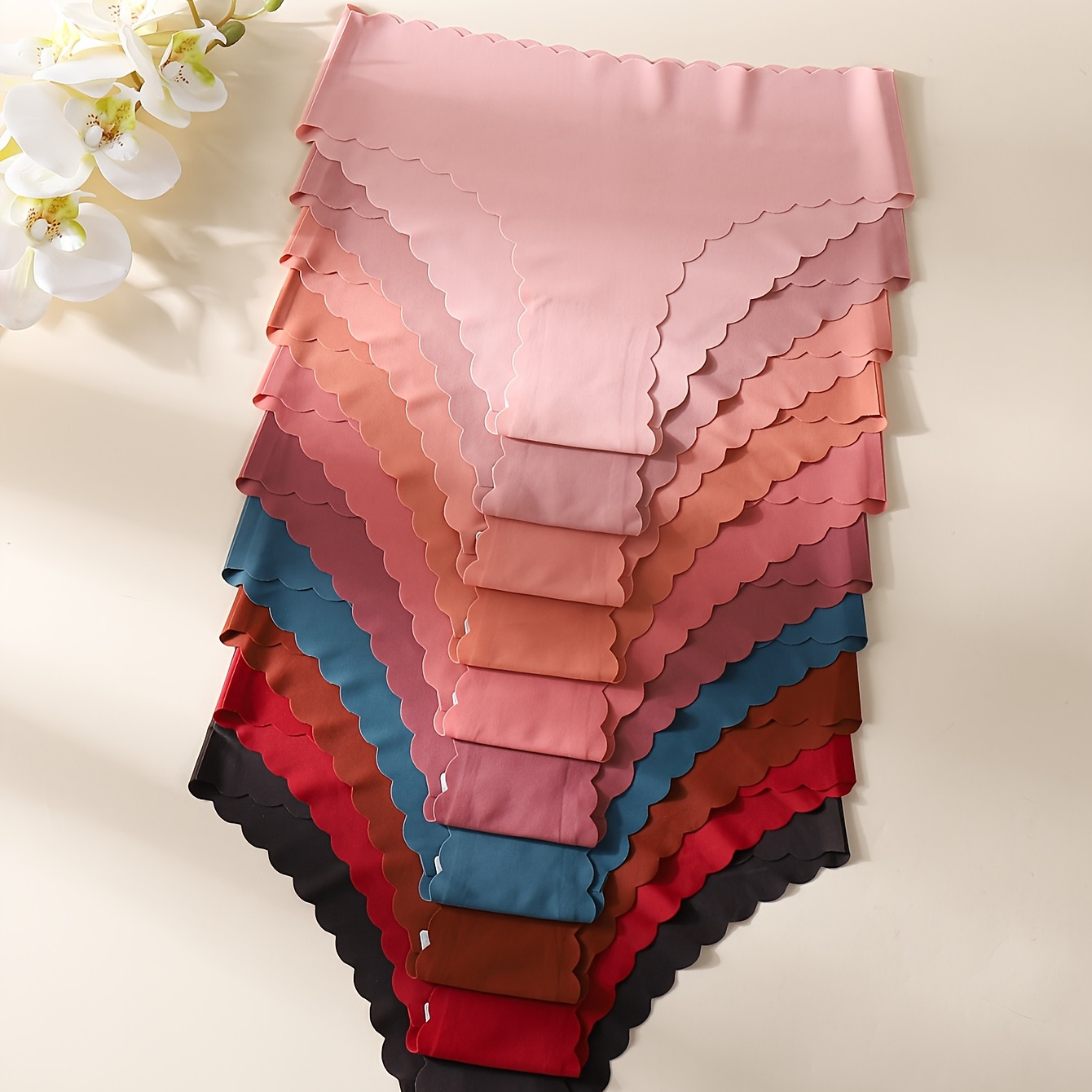 

10pcs Women' Solid Color Briefs With Scalloped - Breathable & Soft Nylon , Mid-rise Underwear