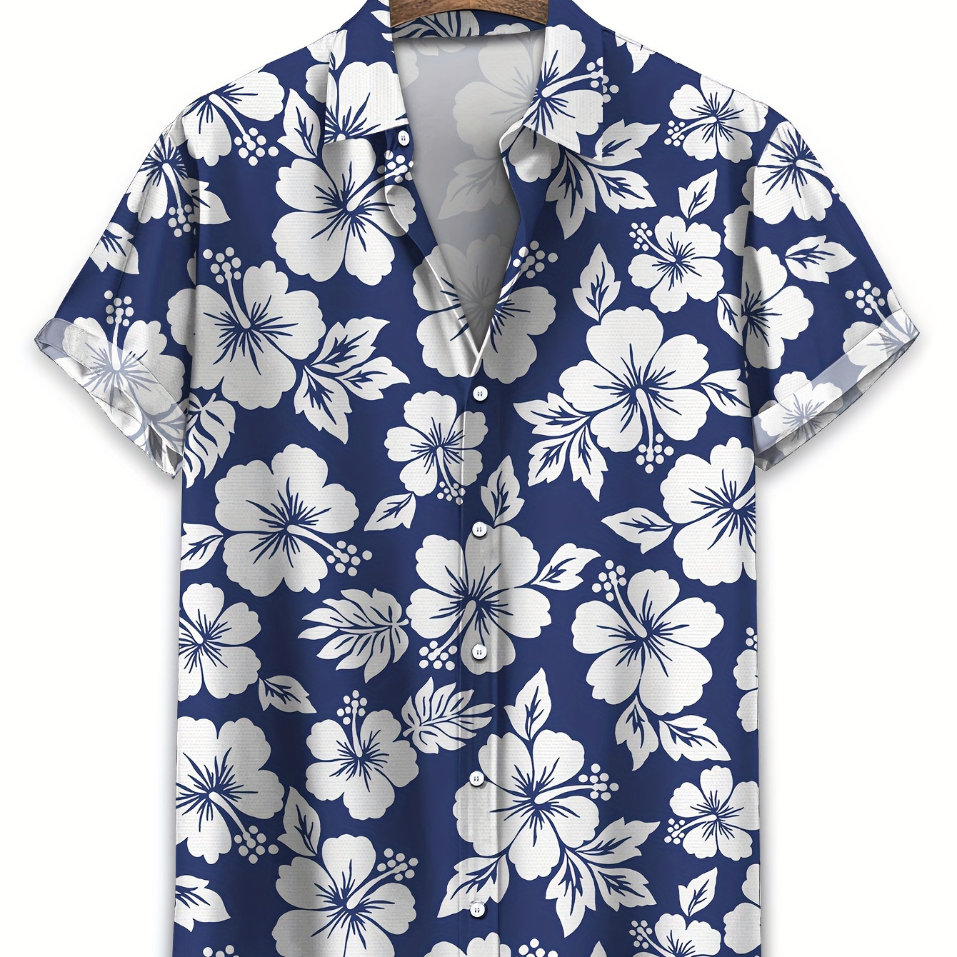 

Plus Size Men's Flowers Graphic Print Shirt For Summer, Stylish Casual Short Sleeve Shirt For Beach Holiday