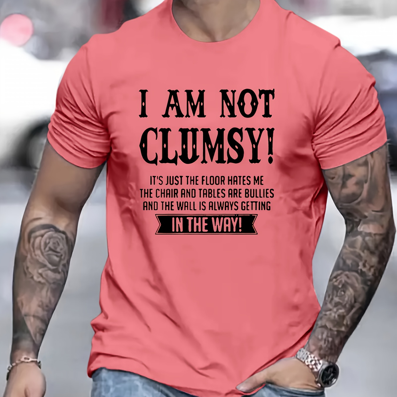 

I Am Not Clumsy Print T Shirt, Tees For Men, Casual Short Sleeve T-shirt For Summer