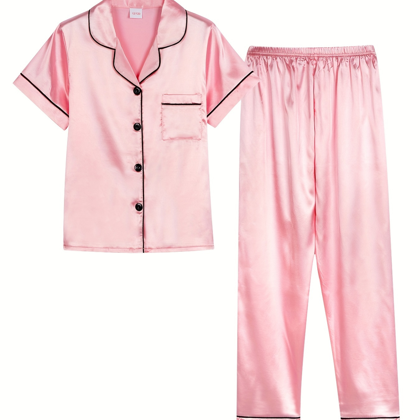 

Kid's 2pcs Pajamas, Short Sleeve Top & Pants Set, Solid Color Loungewear, Comfy Casual Pj Set, Girl's Clothes