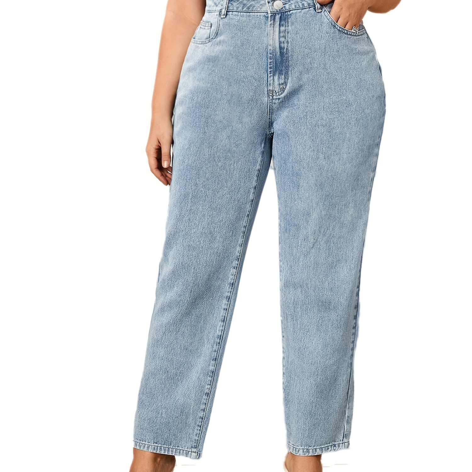 

Plus Size Tapered Jeans For Women High Waist High Strethcy Denim Jeans Pants Full Length Strethcy Denim Jeans Pants Light Blue Jeans Mom Pants