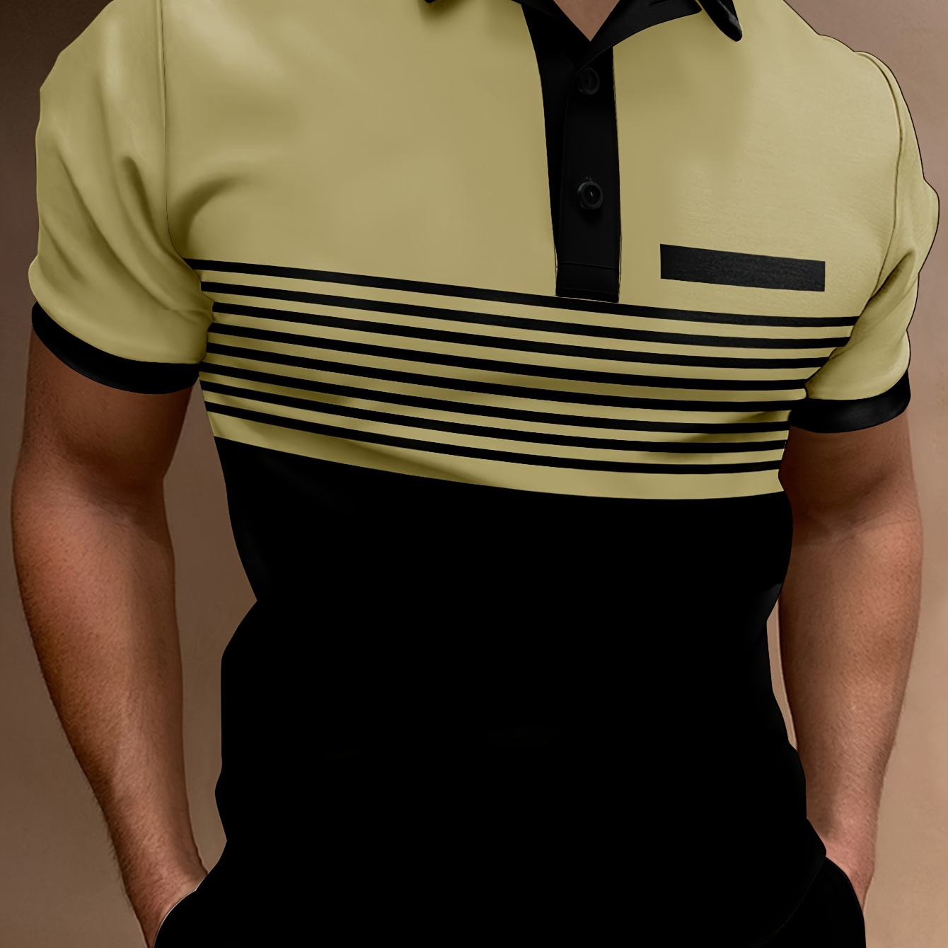 

Striped Print Summer Men's Fashionable Lapel Short Sleeve Golf T-shirt, Suitable For Commercial Entertainment Occasions, Such As Tennis And Golf, Men's Clothing, As Gifts