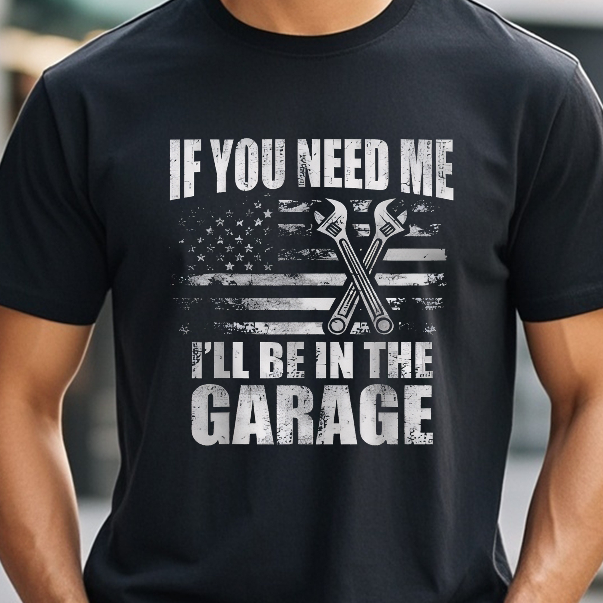 

If I'll Be In The Garage, Funny T Shirts For Men, Black Graphic Tee, Cotton Crew Neck, Stylish, Soft 100% Cotton, Breathable, Ultra-soft, Men Graphic T Shirts, Perfect For Running, 4 Seasons