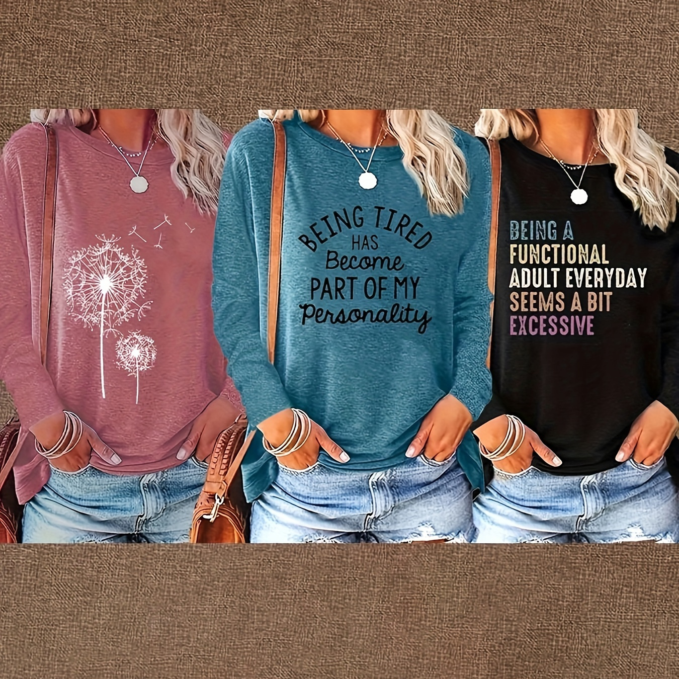 

[ ] Women's 3pcs Long Sleeve T-shirts Unique - , , - For & Fall