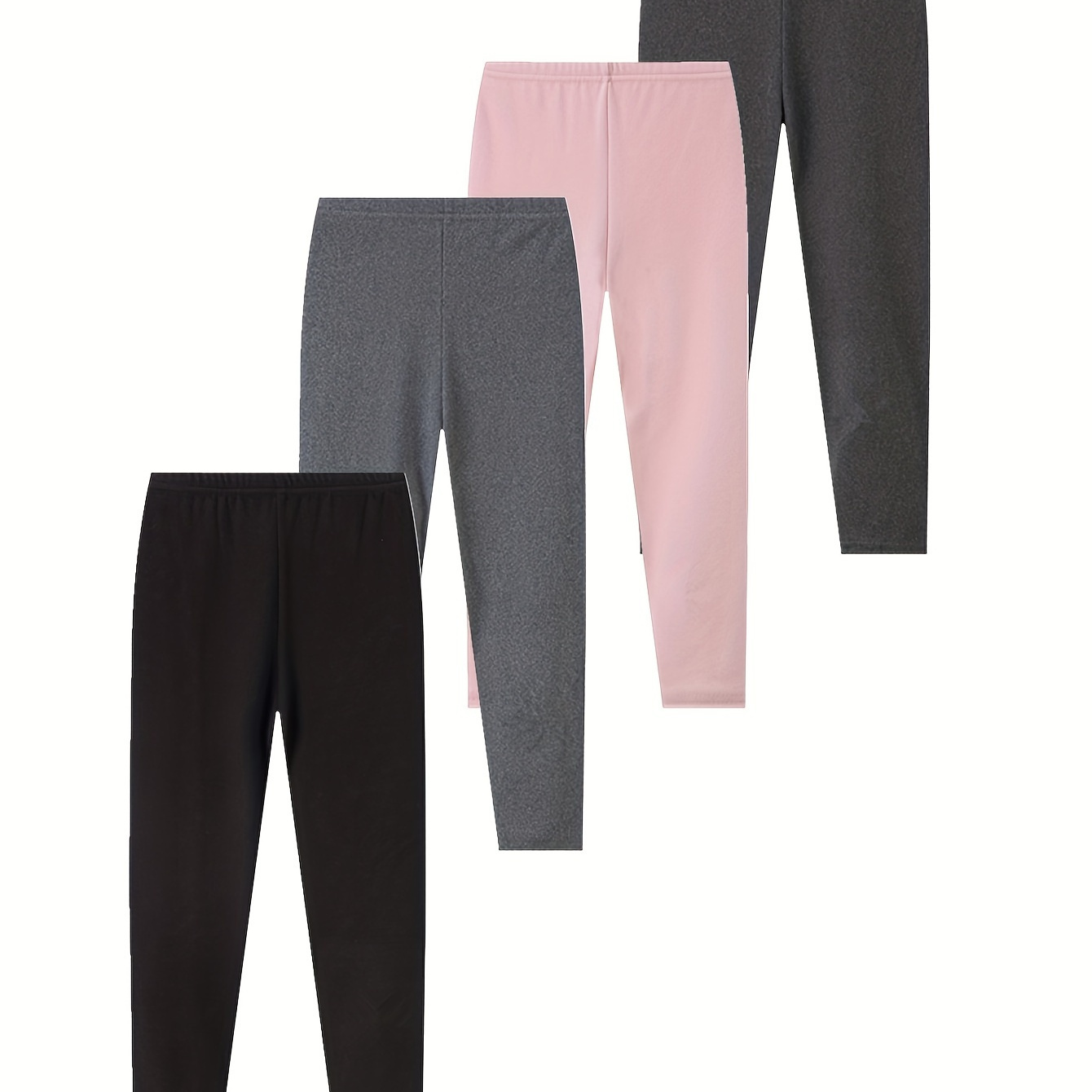 

Lot de 4 Leggings Extensibles pour Filles - Confortables & Légers, Couleur Unie, Parfaits pour /Hiver