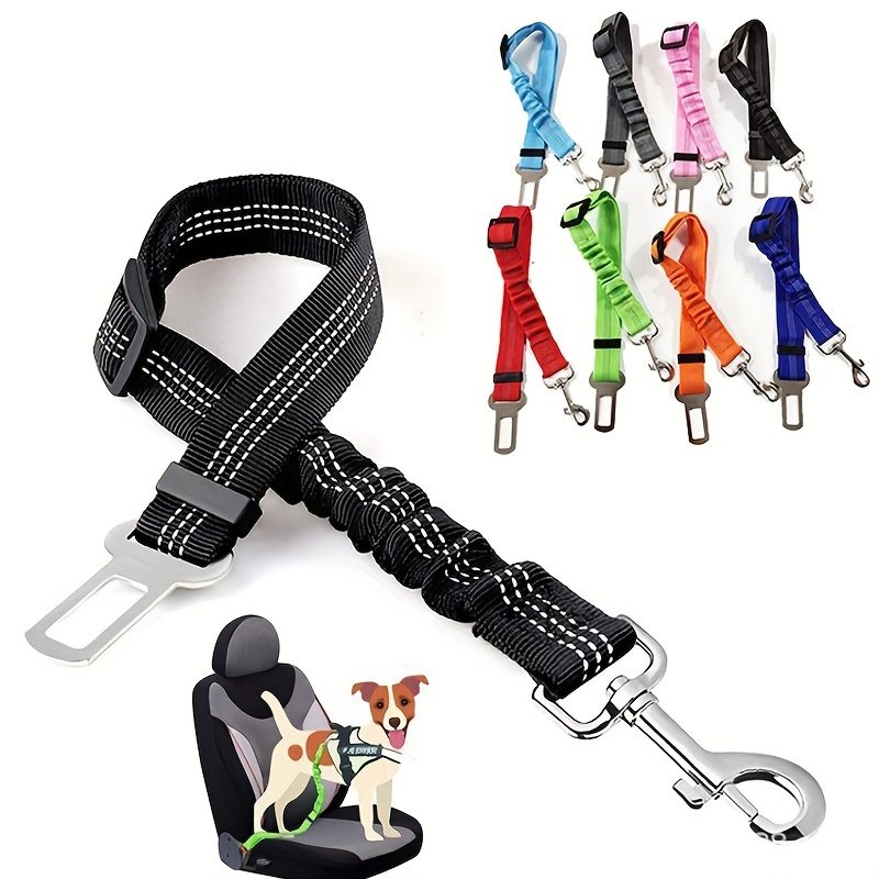 

Adjustable Dog Seat Belt For Car Safety - Secure Harness Pet Leash With Easy Buckle Clip