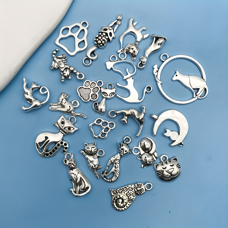 Lot 17 Styles Antique Silvery Metal Alloy Cat Shape Charms