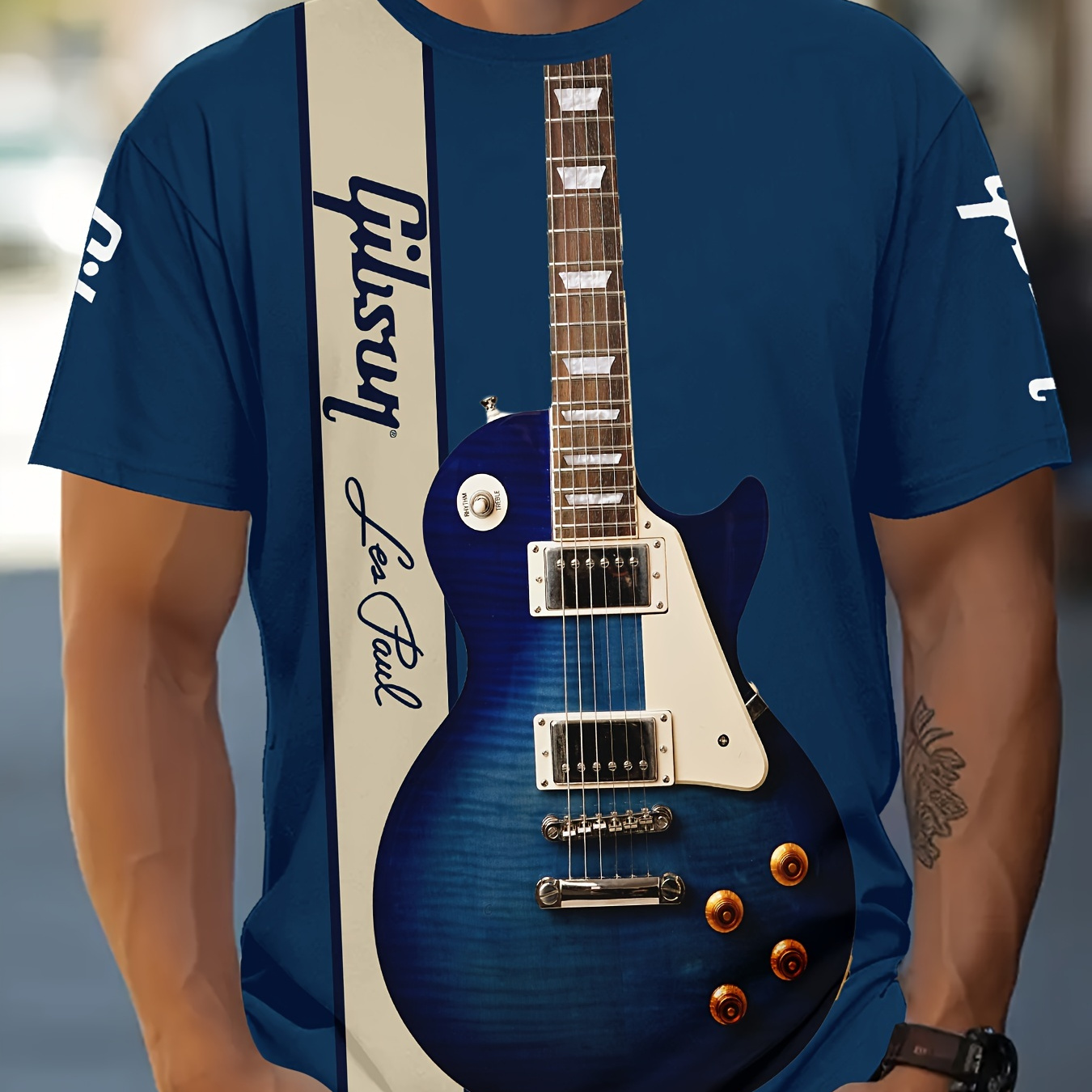 

Men's Summer T-shirt With Guitar Pattern Print, Comfortable And Casual Sports Tee For Men, Featuring Unique 3d Prints For Outdoor Activities (random Designs).