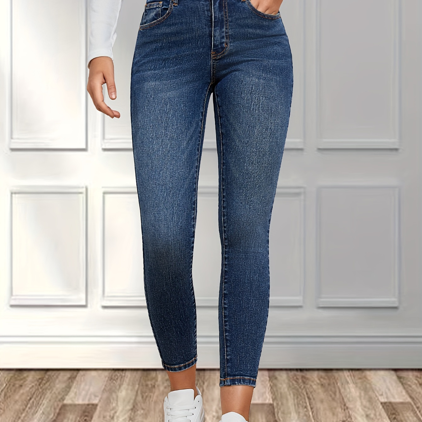 

Slant Pocket Skinny Jeans, High-stretch Washed Comfortable Denim Pants, Women's Denim Jeans & Clothing