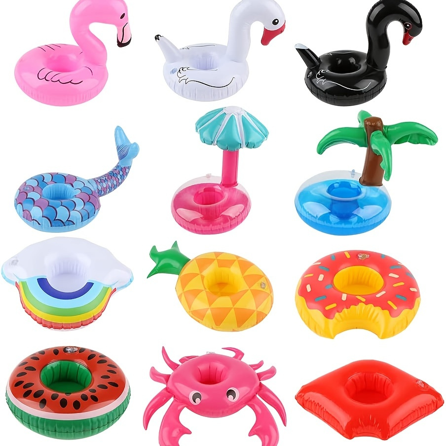 PVC Inflatable Drink Holder, Pool Drink Floats Inflatable Cup Holders Party  Accessories Cup Flamingo Coasters for Swimming Pool Party Beach & Kids