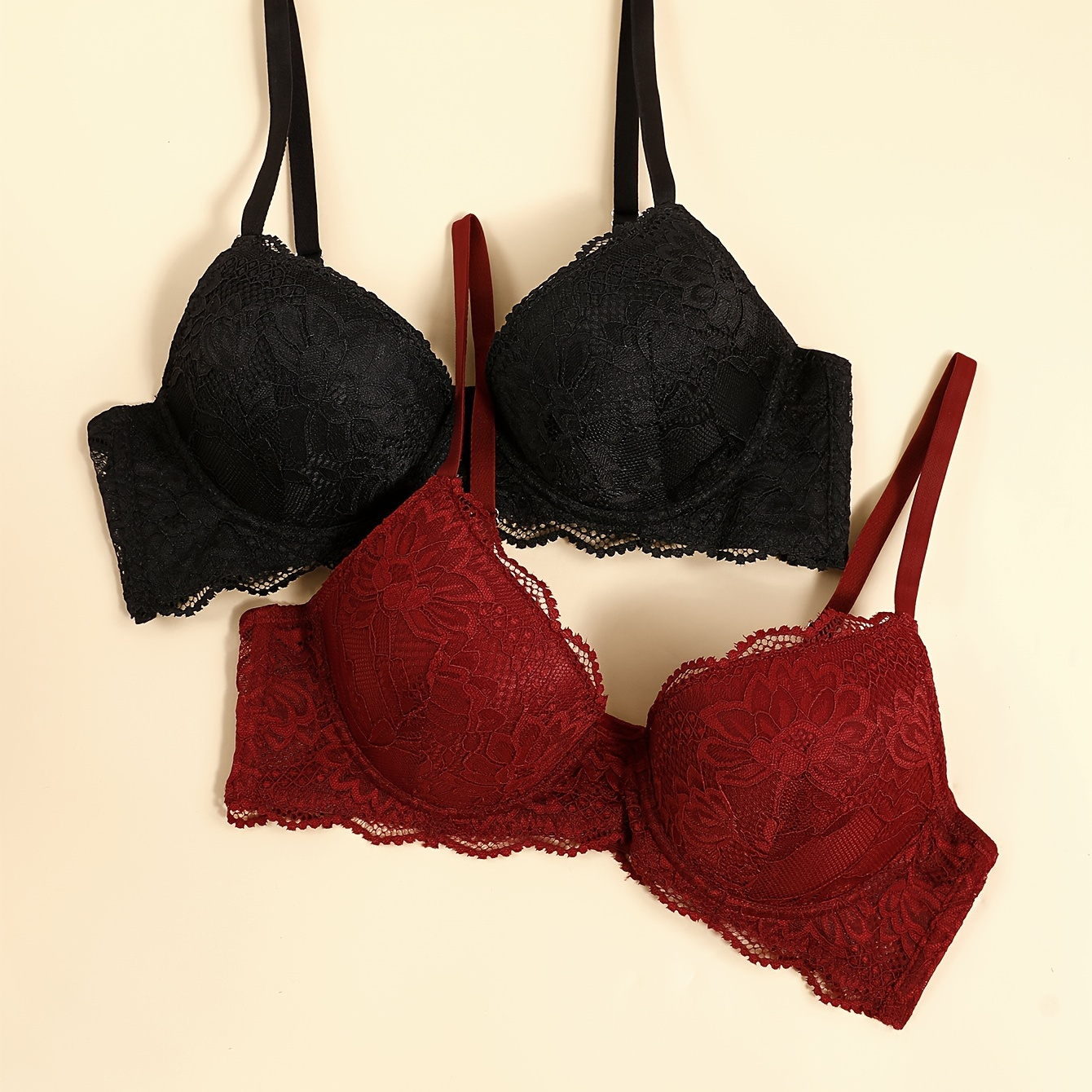 Contrast Lace Push Bras Comfy Breathable Intimates Bra - Temu New