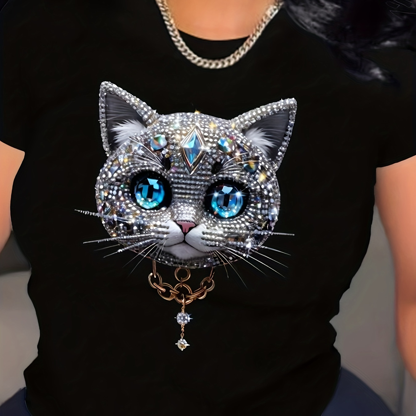 

Polyester Cat T- - Women's Graphic Tee , Regular Fit,